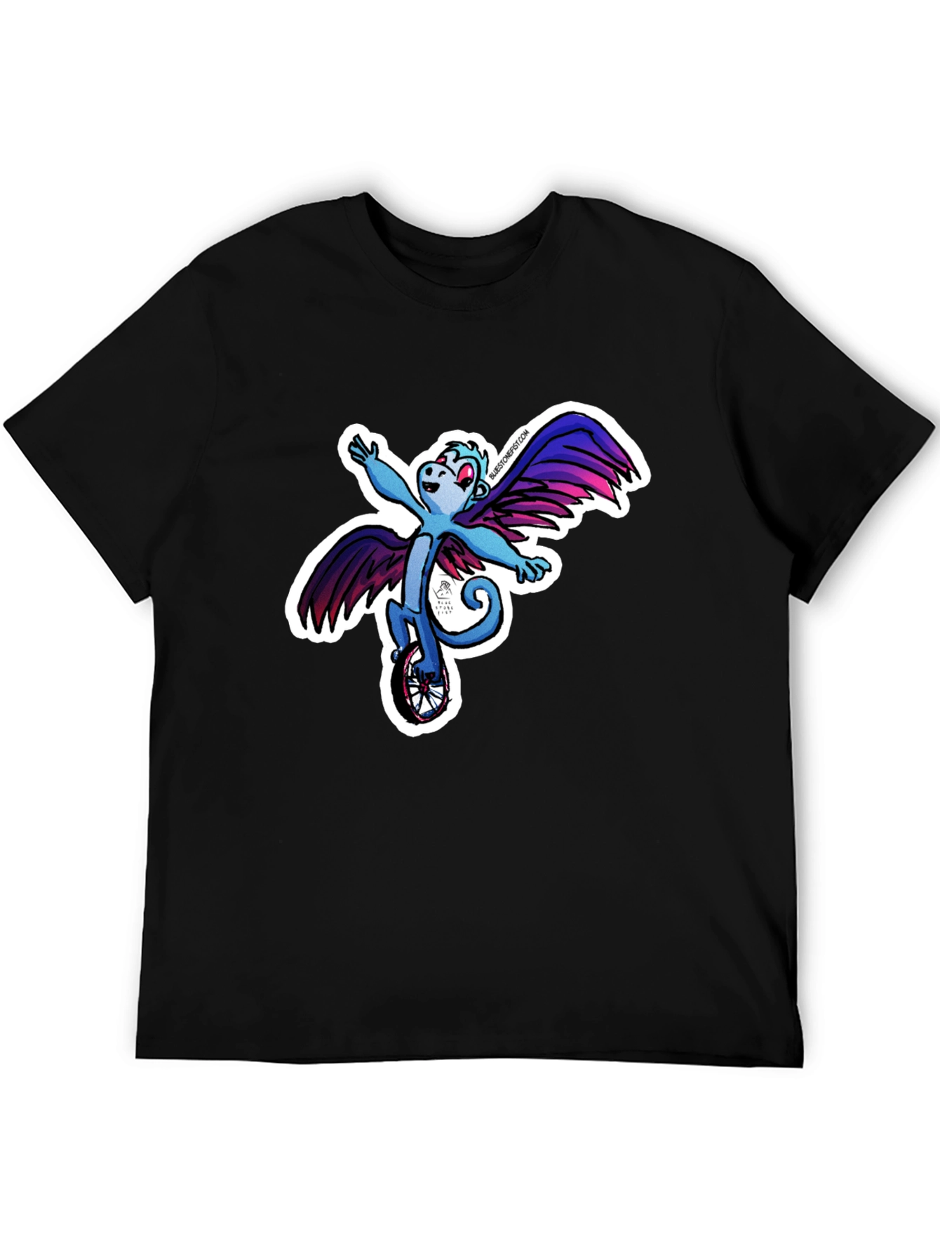 Winged Monkey Unicycle Black T-Shirt