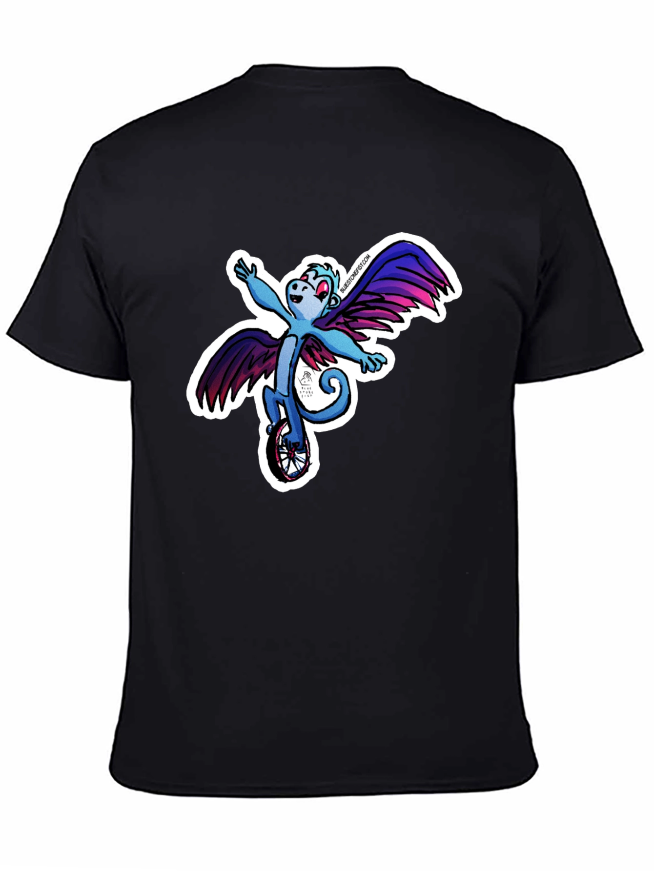 Winged Monkey Unicycle Black T-Shirt
