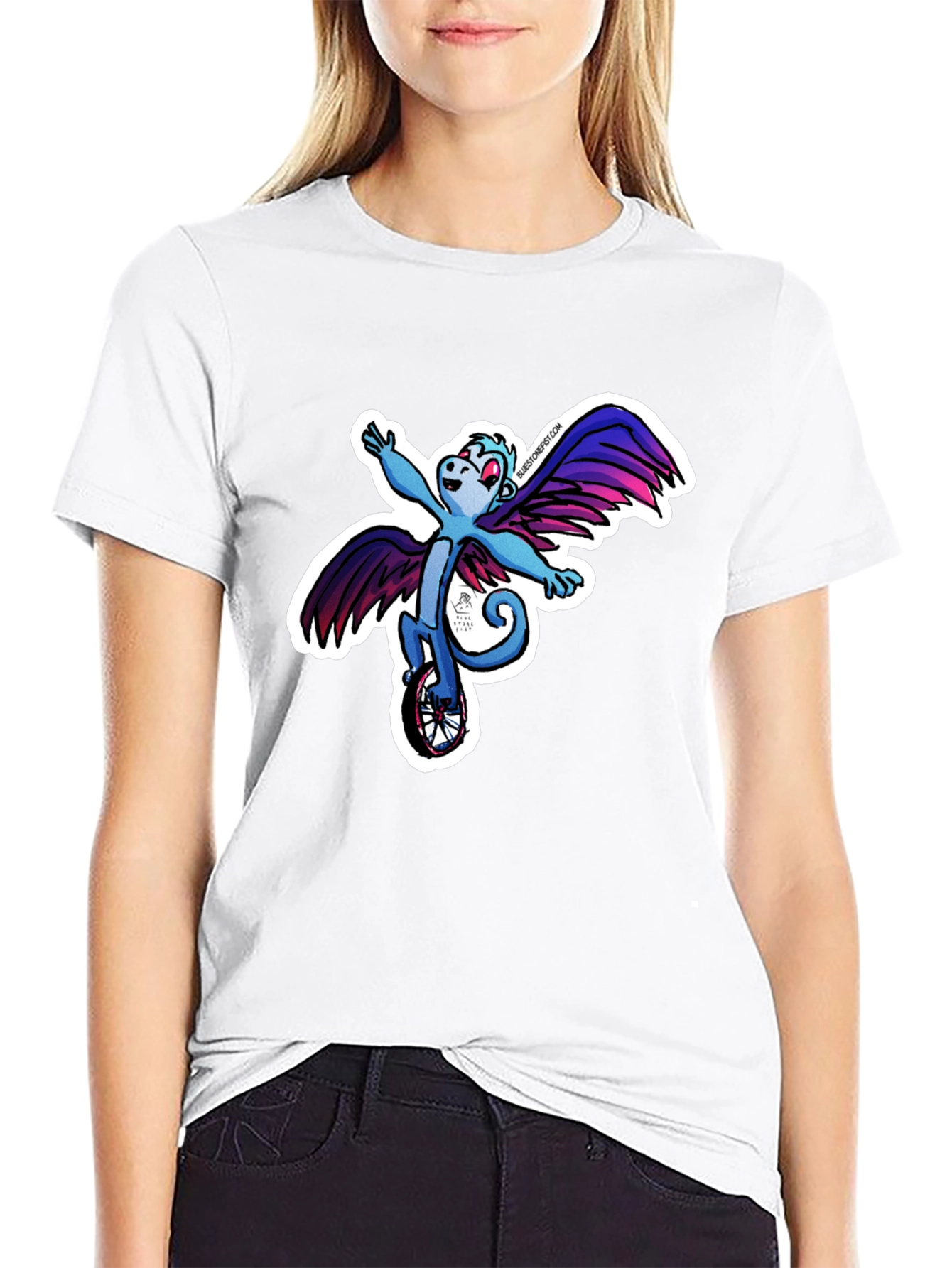 Winged Monkey Unicycle Black T-Shirt