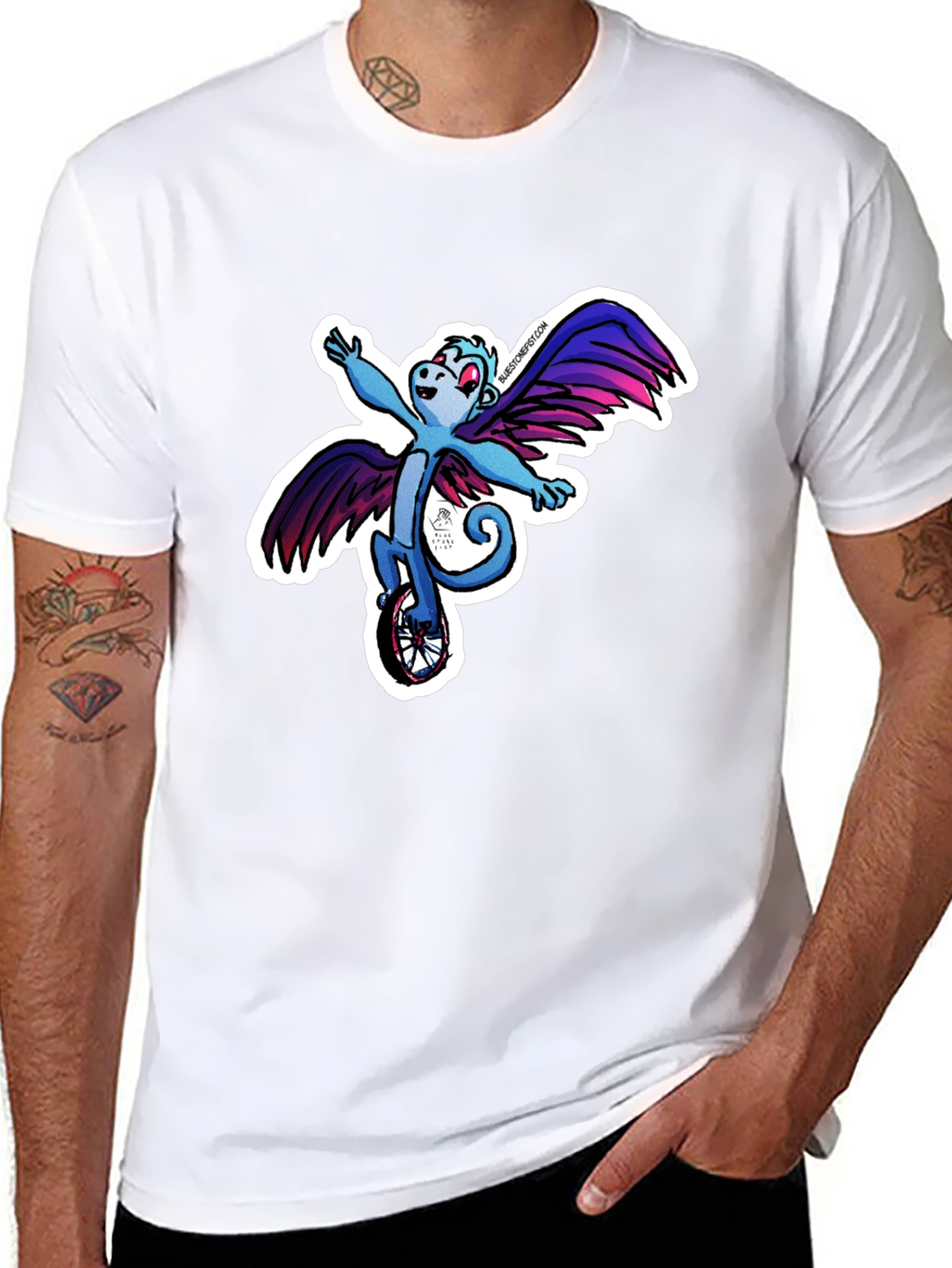 Winged Monkey Unicycle Black T-Shirt