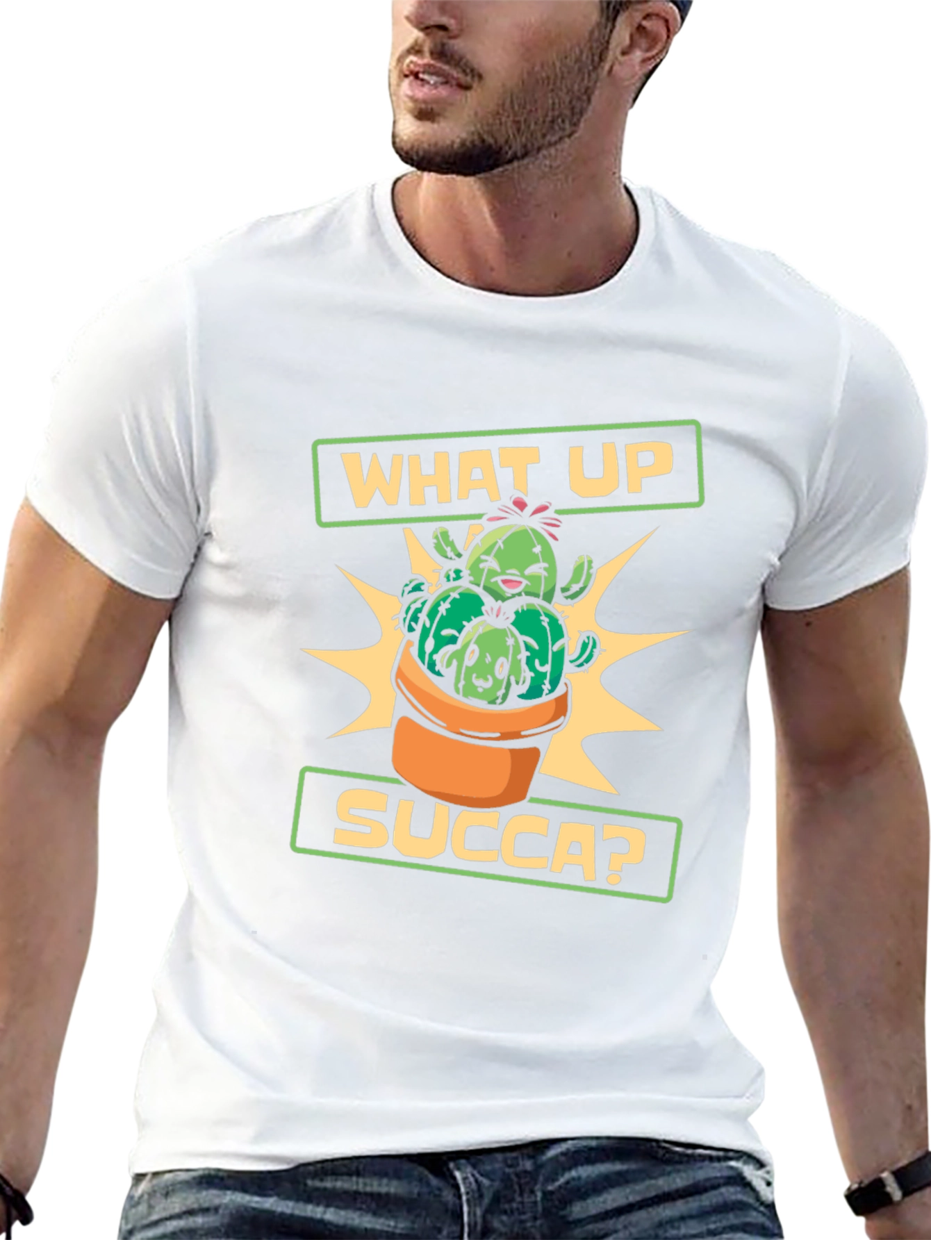What Up Succa Cactus T-Shirt - Novelty Graphic Tee
