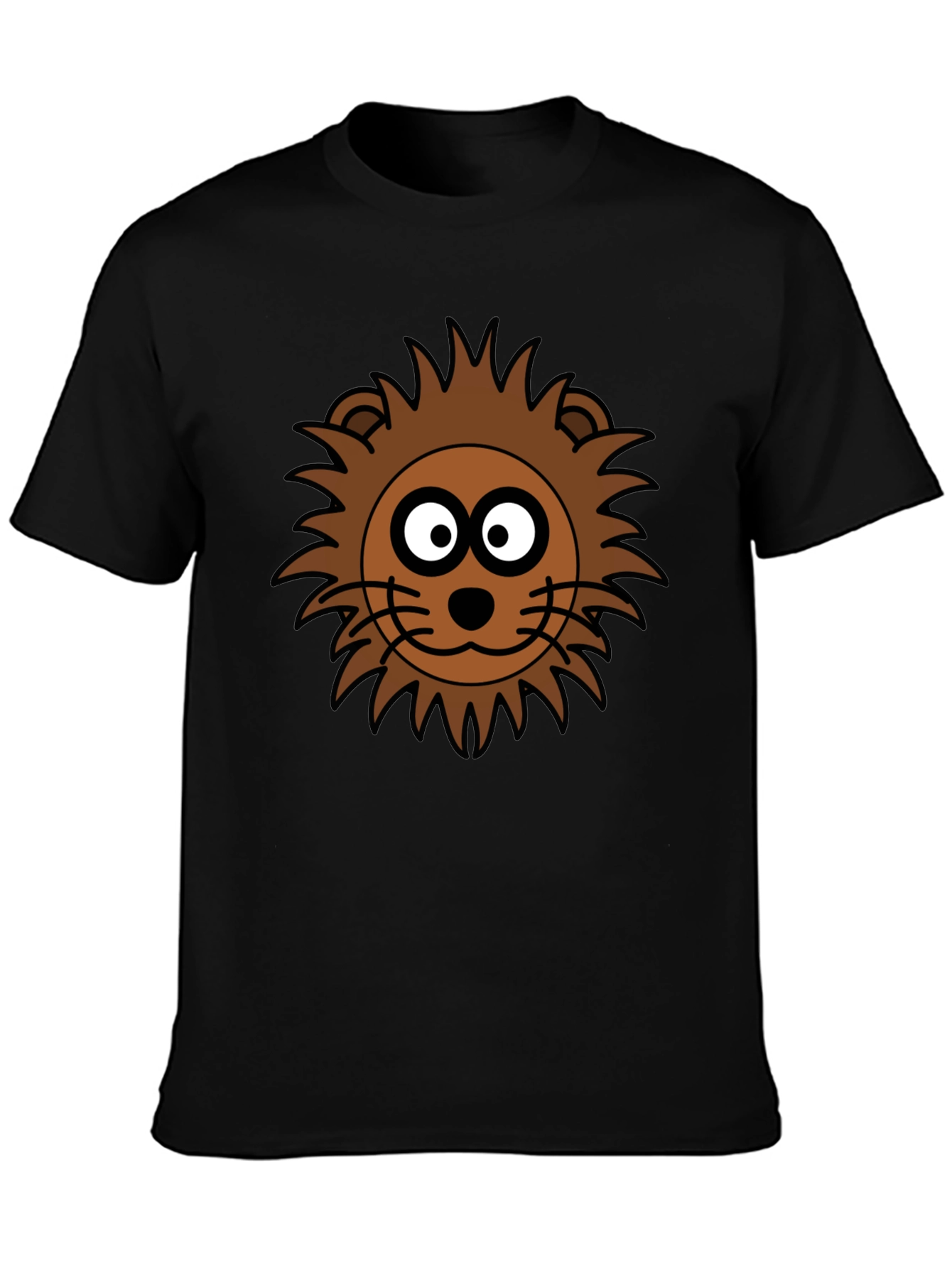Cartoon Lion Graphic Black T-Shirt