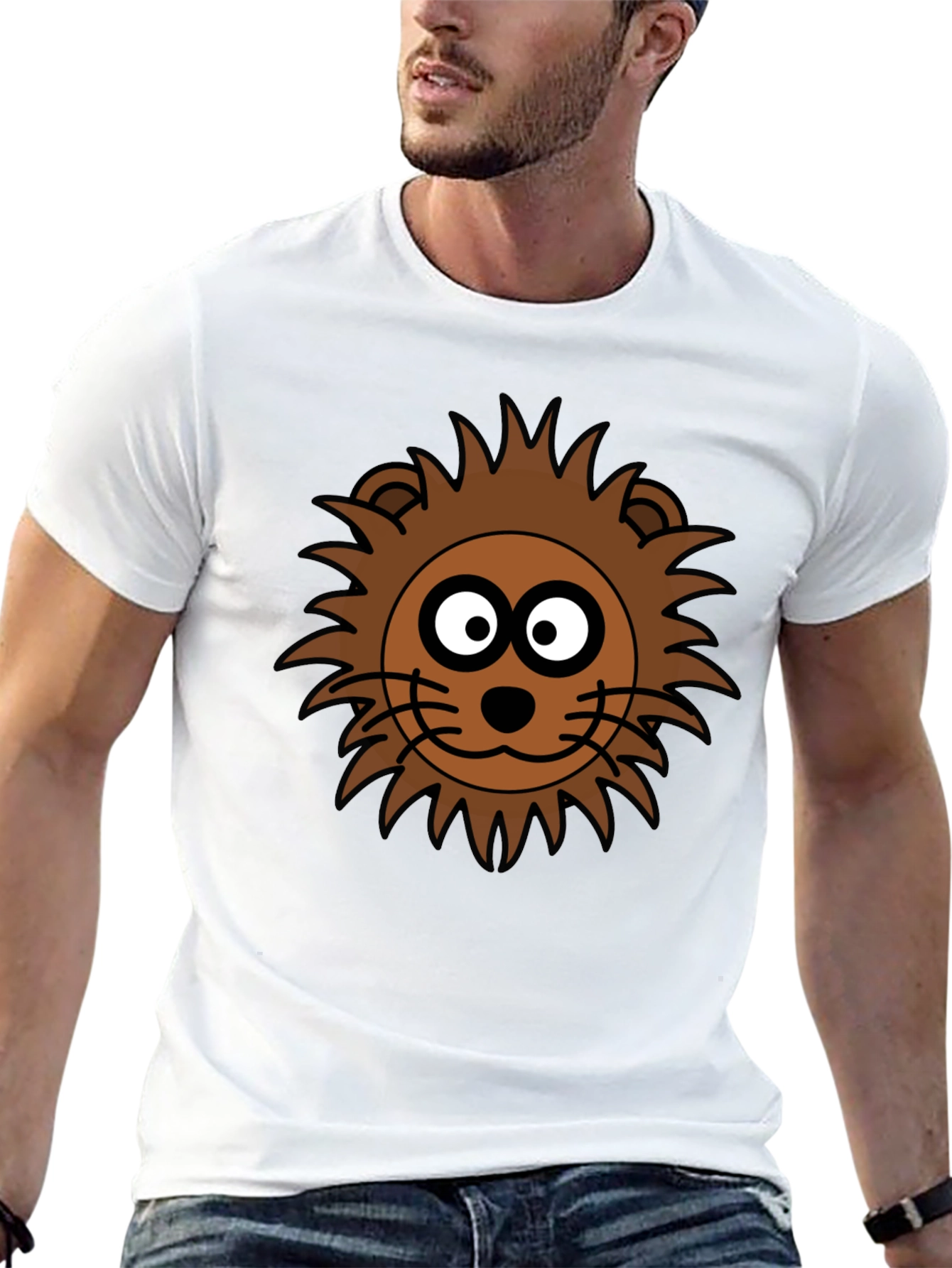 Cartoon Lion Graphic Black T-Shirt