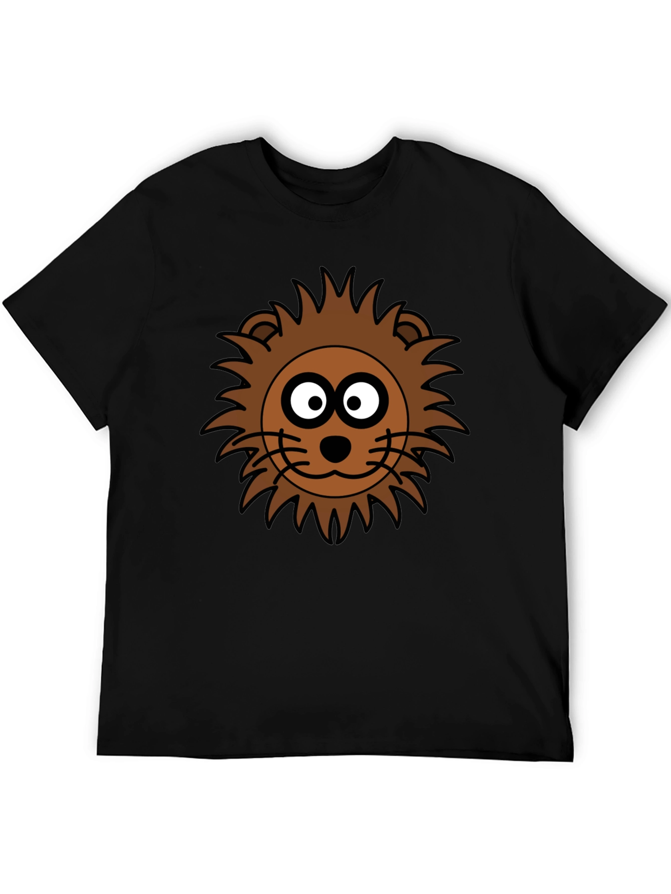 Cartoon Lion Graphic Black T-Shirt