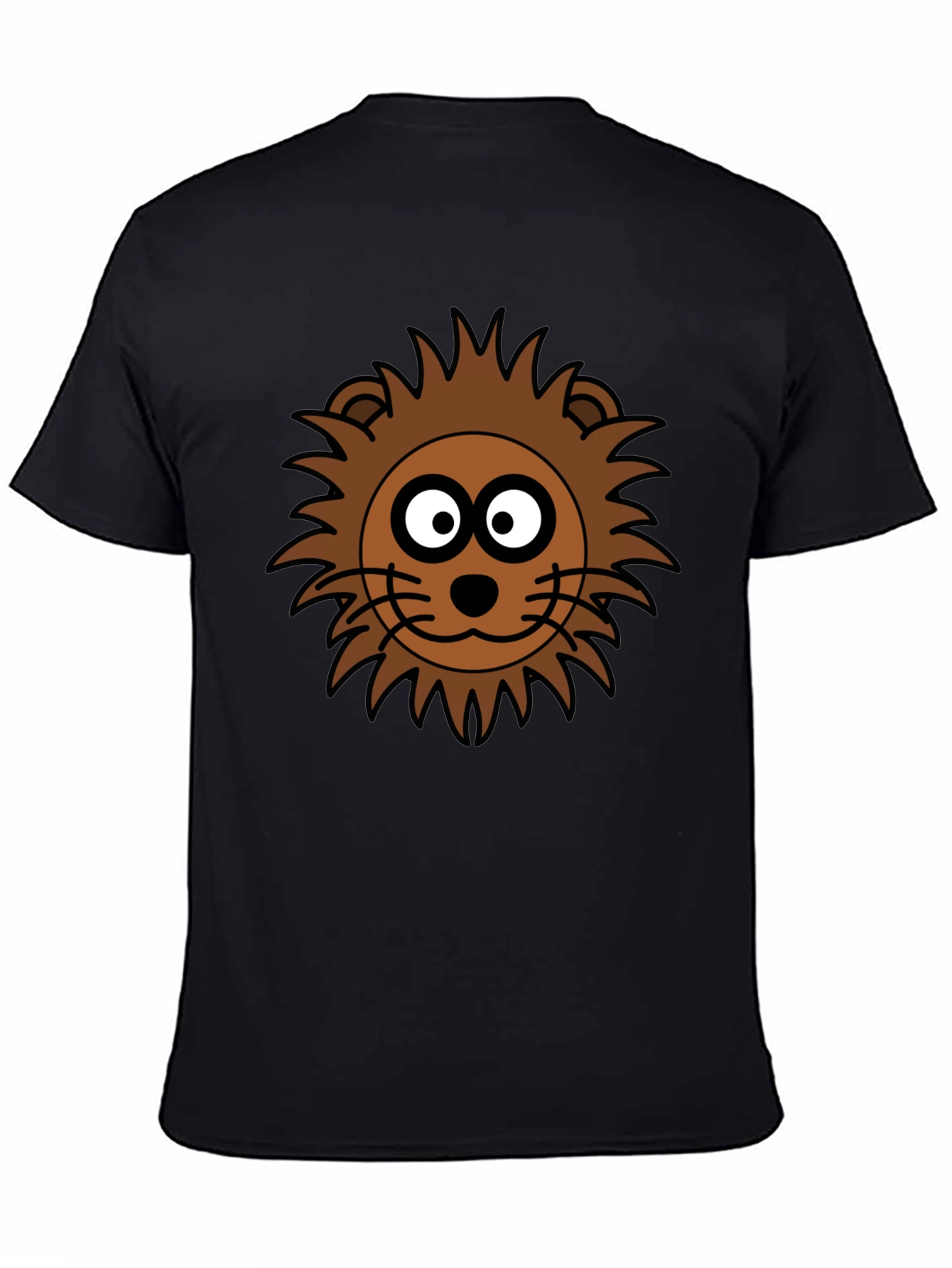 Cartoon Lion Graphic Black T-Shirt