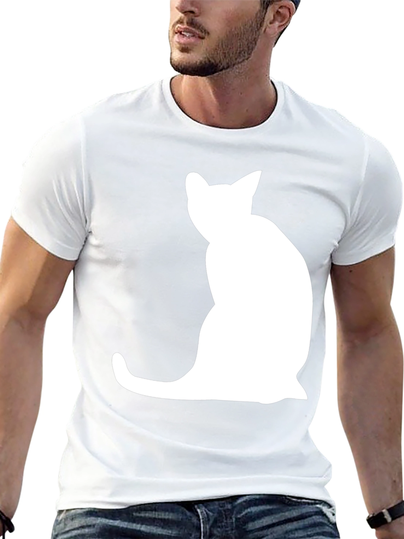 Cat Silhouette Graphic Tee - Cool Casual Style