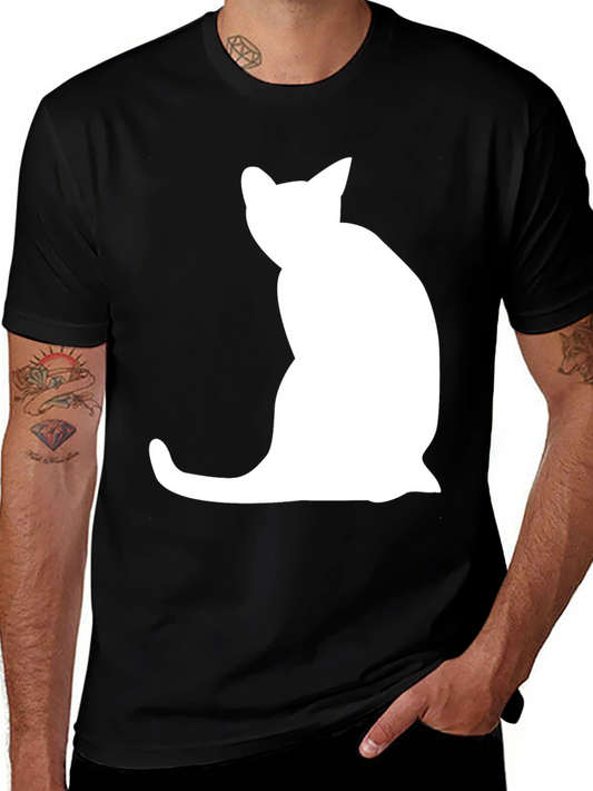 Cat Silhouette Graphic Tee - Cool Casual Style