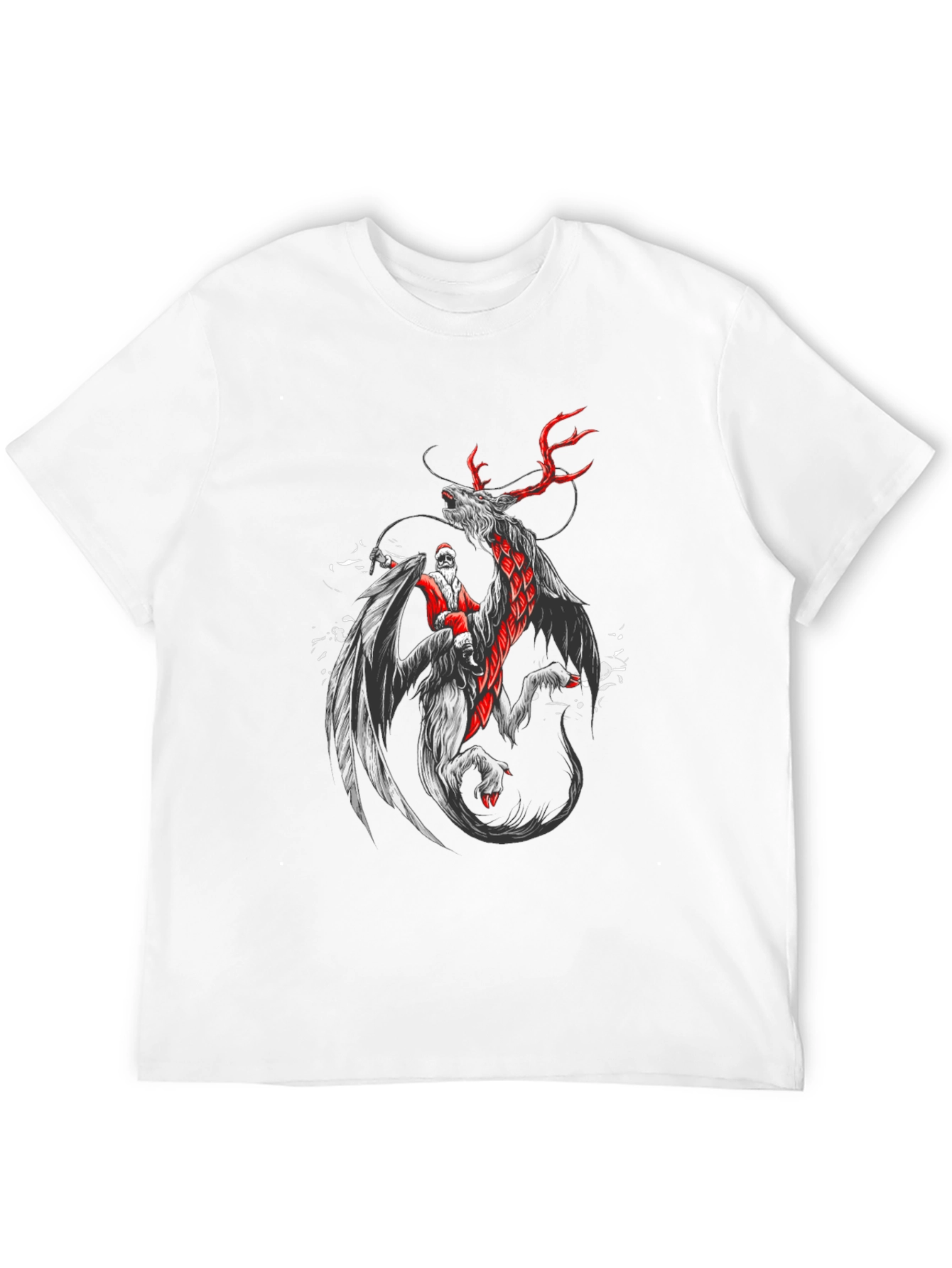 Santa Riding Dragon T-Shirt - Christmas Fantasy Tee