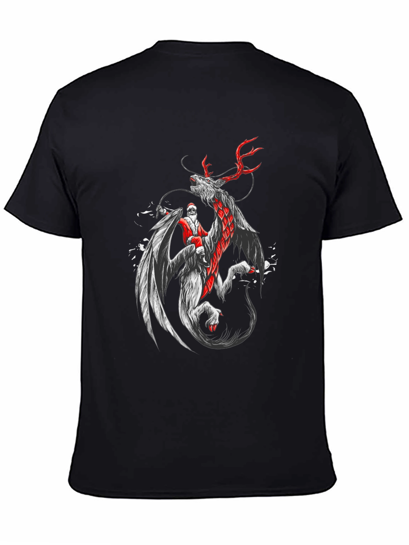 Santa Riding Dragon T-Shirt - Christmas Fantasy Tee