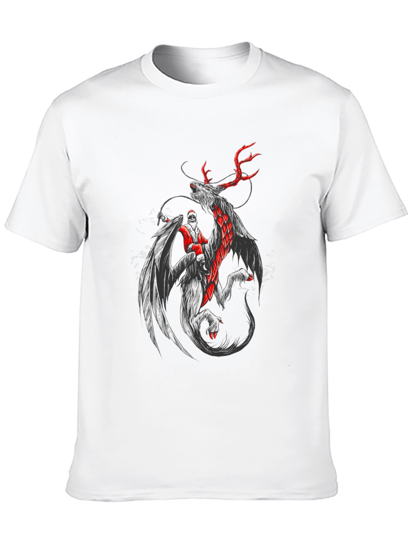Santa Riding Dragon T-Shirt - Christmas Fantasy Tee