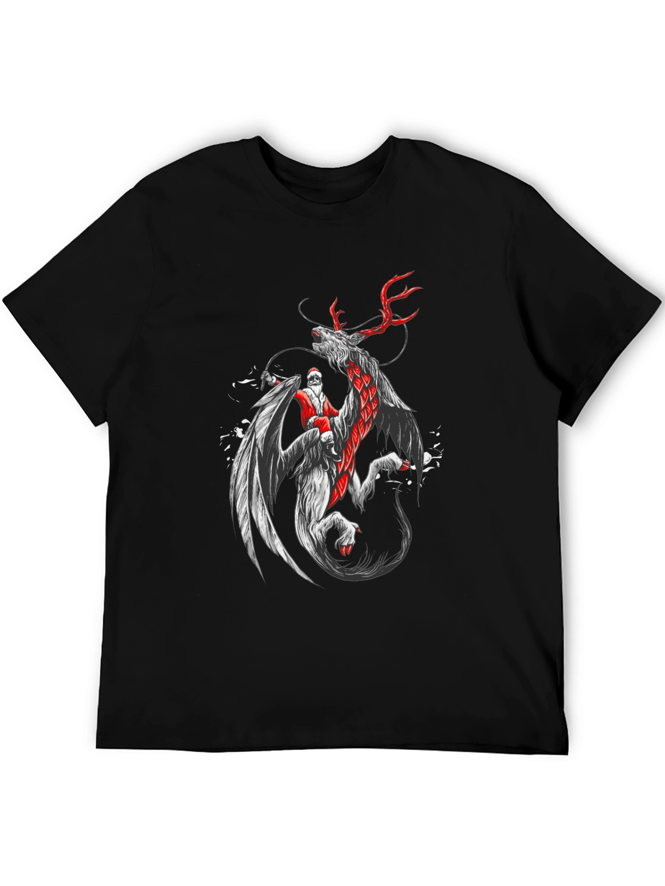 Santa Riding Dragon T-Shirt - Christmas Fantasy Tee