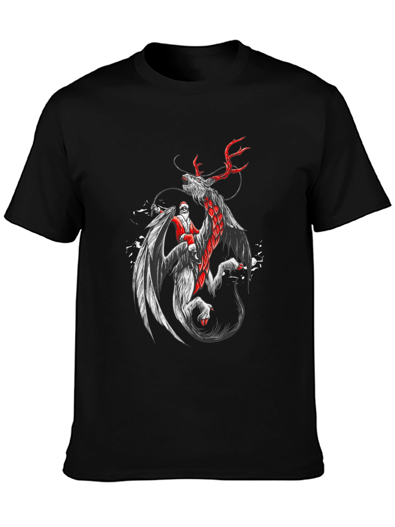 Santa Riding Dragon T-Shirt - Christmas Fantasy Tee