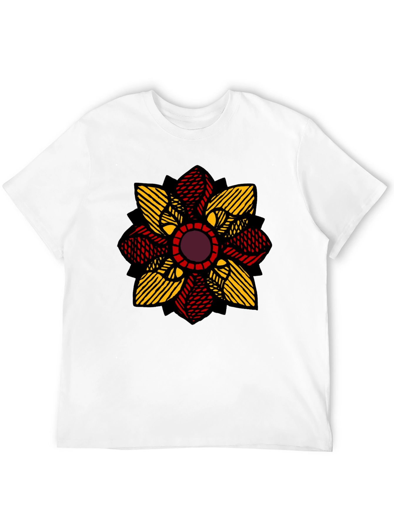 Geometric Flower Graphic T-Shirt - Stylish Mens Tee