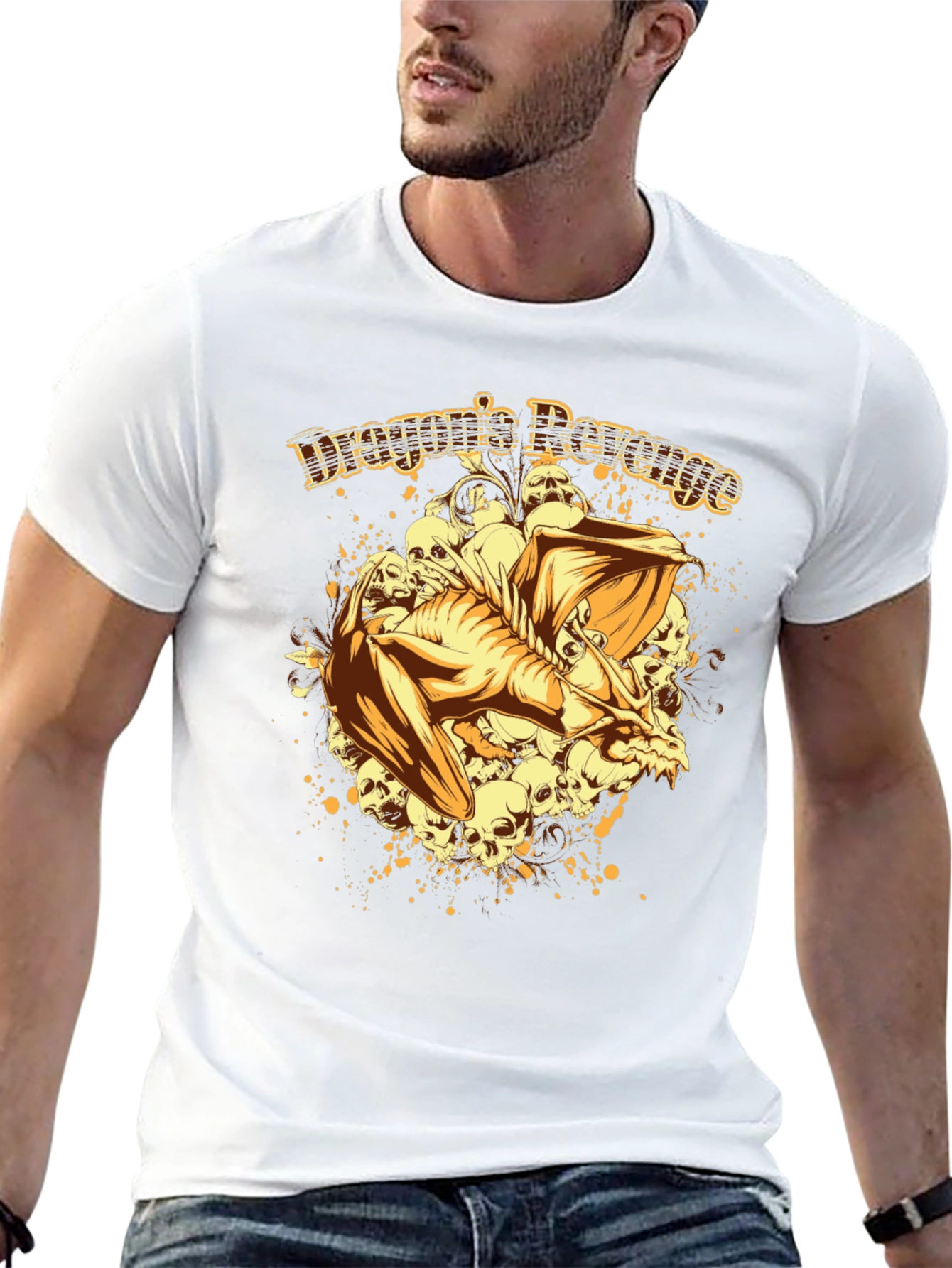 Dragons Revenge Graphic Print Black T-Shirt