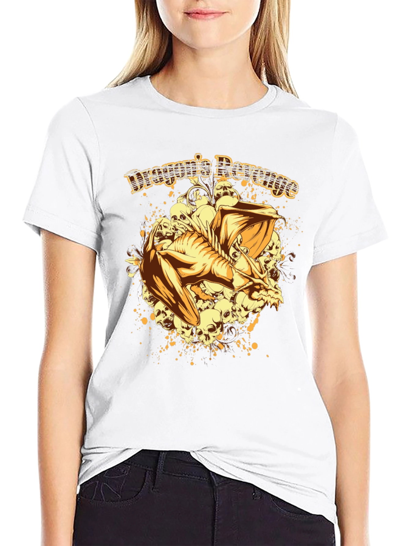 Dragons Revenge Graphic Print Black T-Shirt