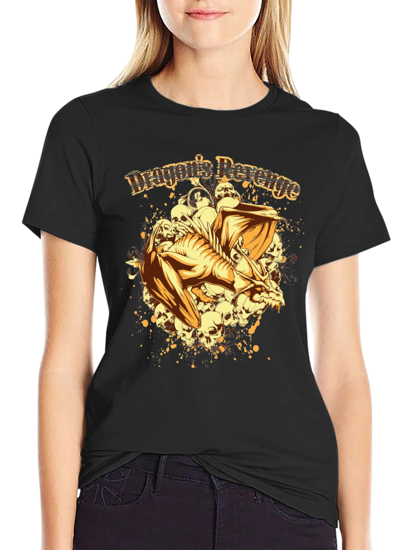 Dragons Revenge Graphic Print Black T-Shirt