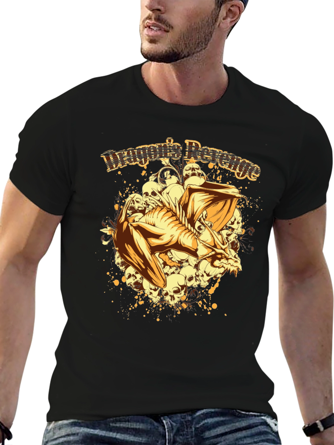 Dragons Revenge Graphic Print Black T-Shirt