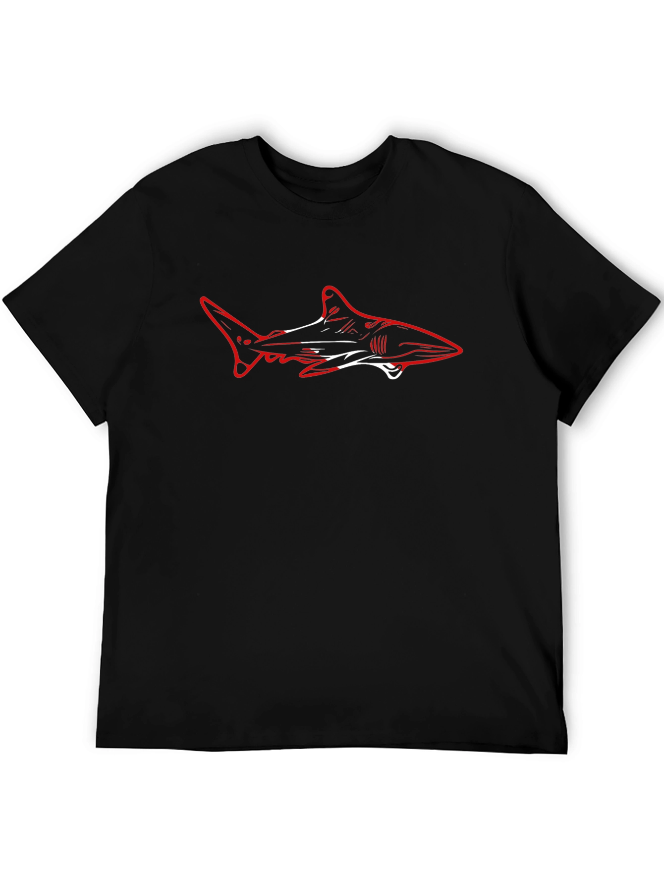 Mens Black T-Shirt with Shark Graphic