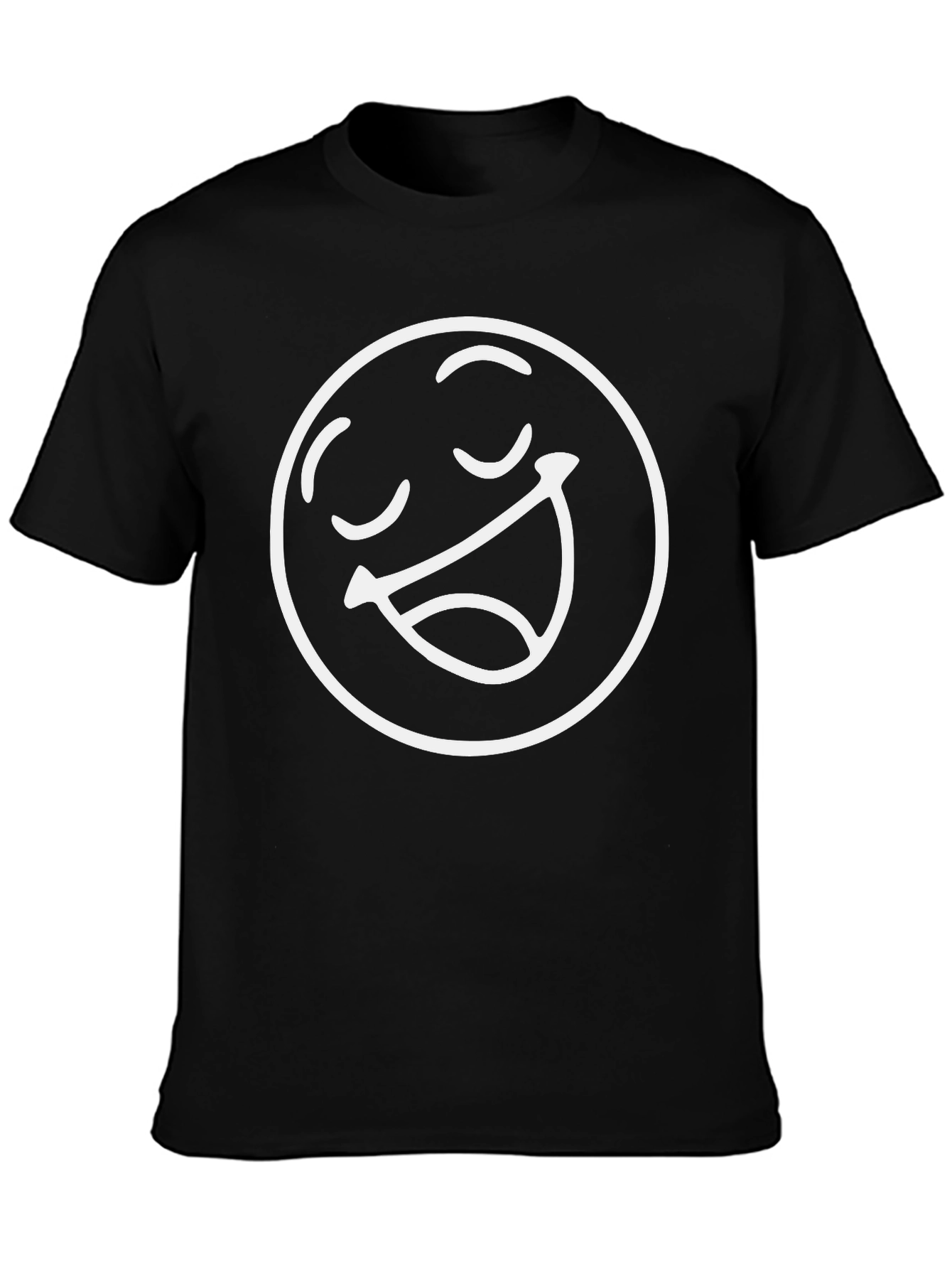 Smiley Face Graphic Tee - Relaxed Fit Black T-Shirt