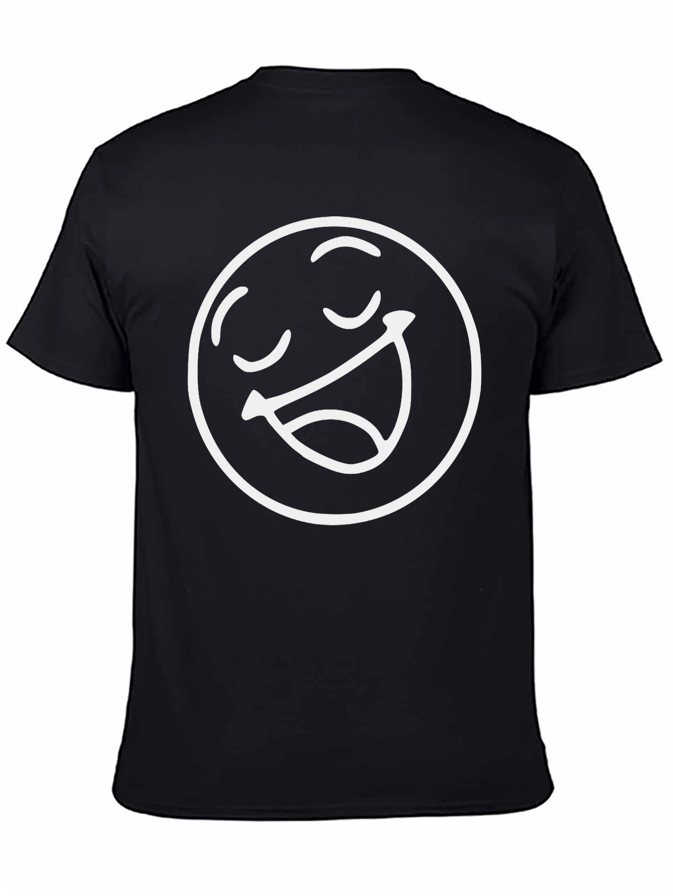 Smiley Face Graphic Tee - Relaxed Fit Black T-Shirt