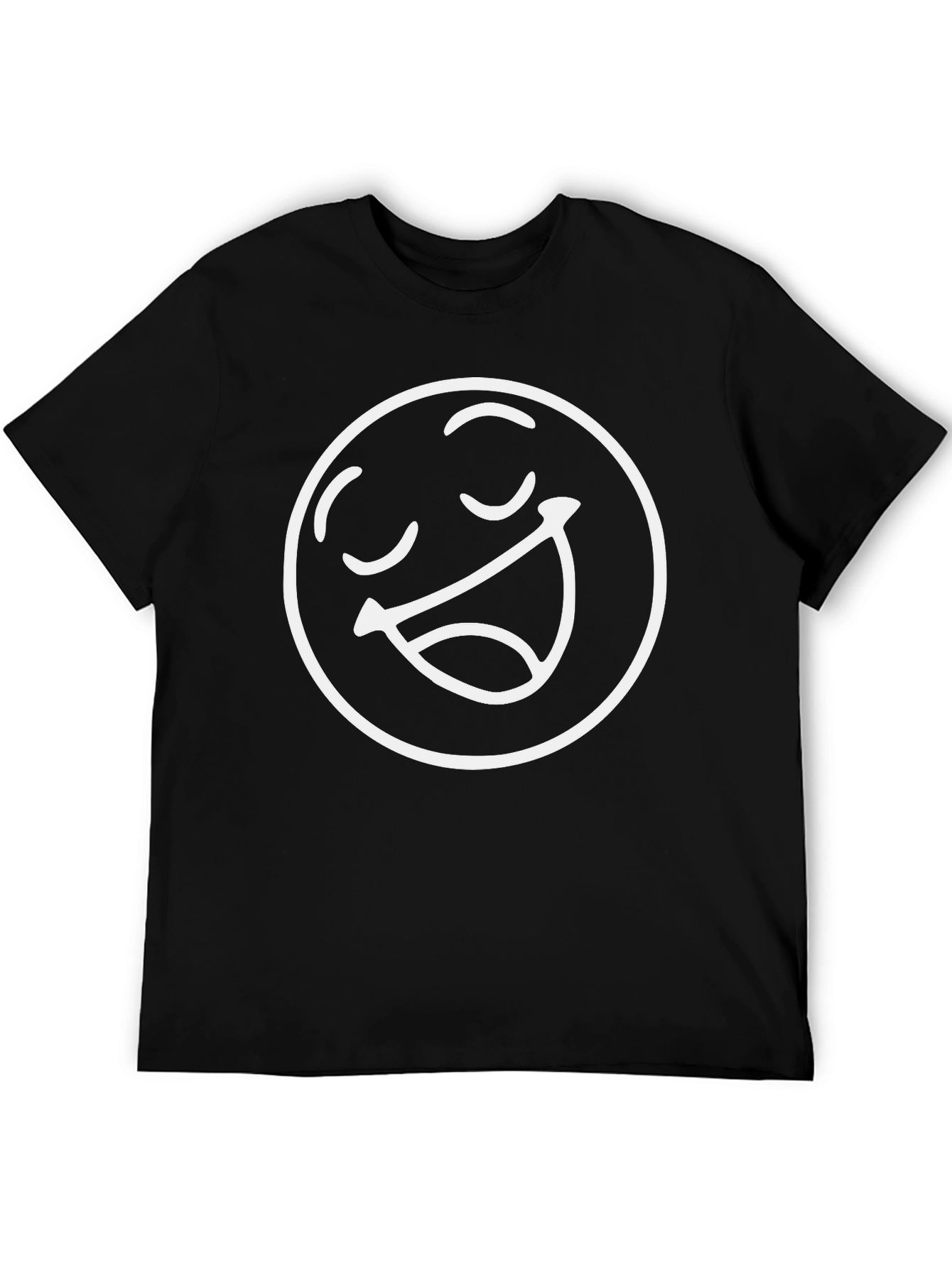 Smiley Face Graphic Tee - Relaxed Fit Black T-Shirt