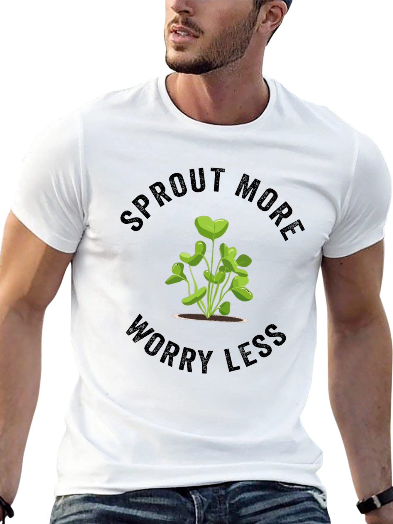Sprout More Worry Less Black T-Shirt