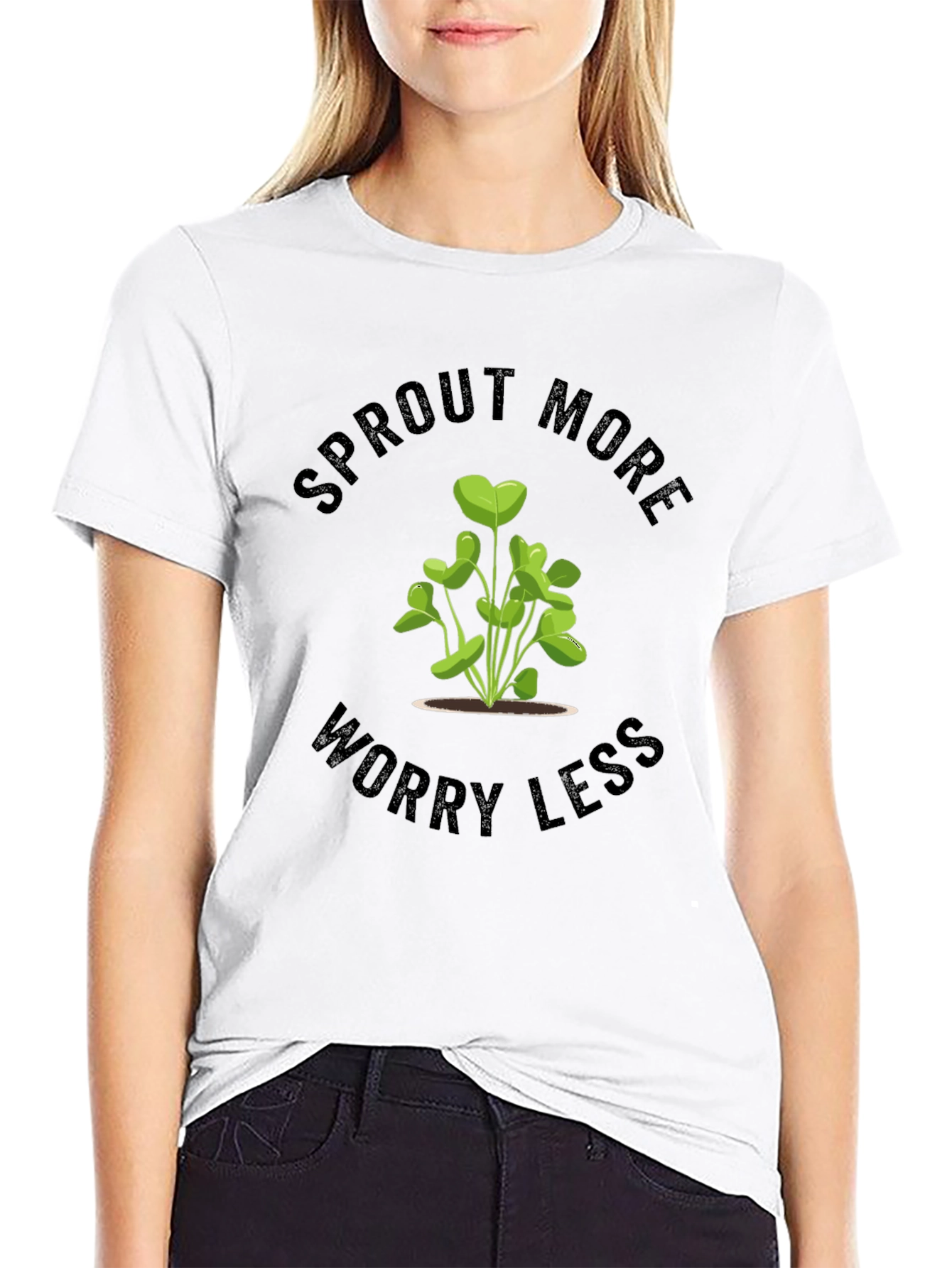 Sprout More Worry Less Black T-Shirt