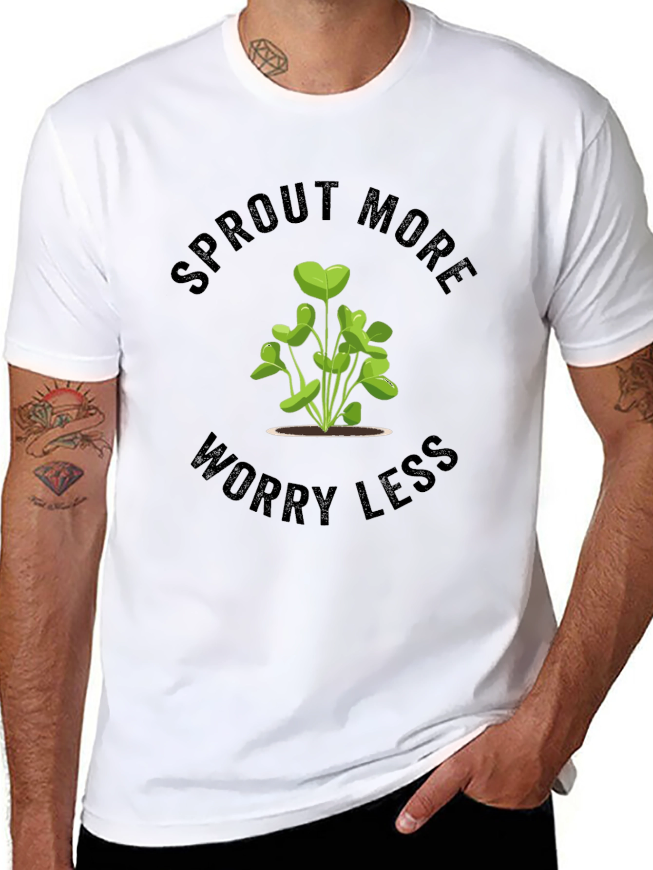 Sprout More Worry Less Black T-Shirt