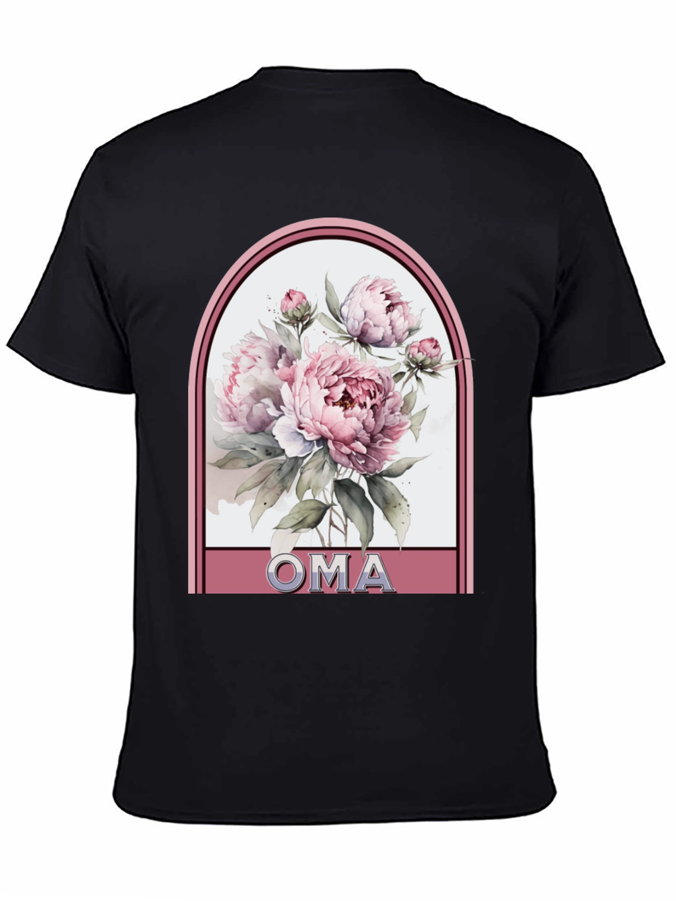 Floral Oma T-Shirt - Black