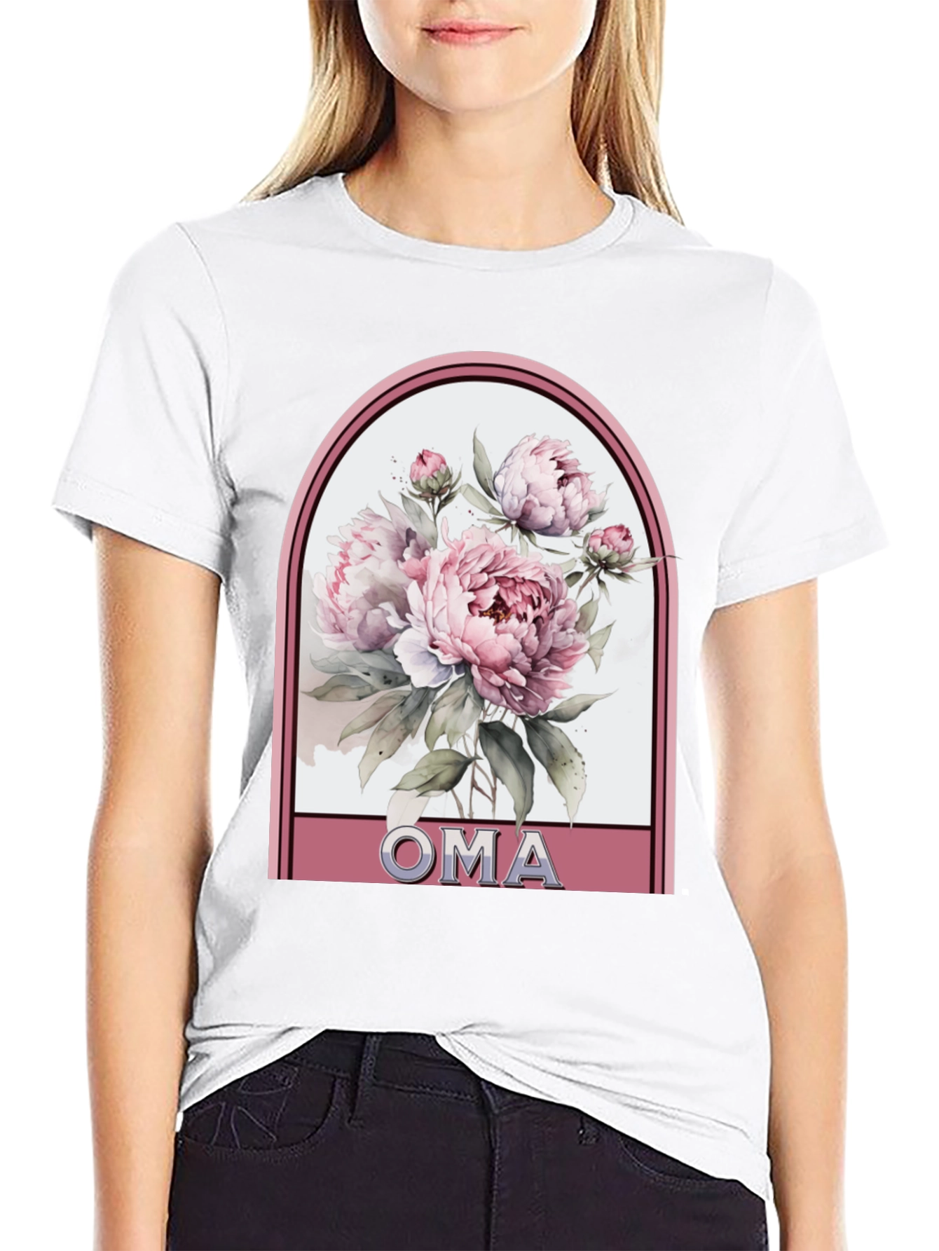 Floral Oma T-Shirt - Black