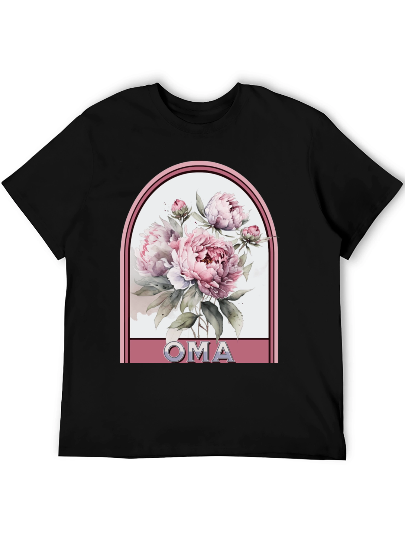 Floral Oma T-Shirt - Black