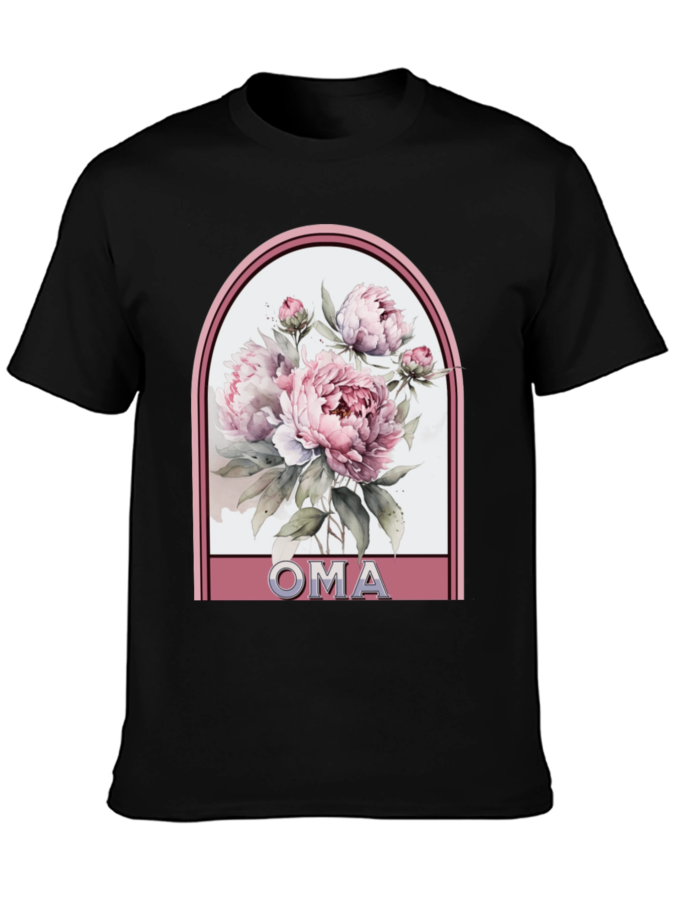 Floral Oma T-Shirt - Black