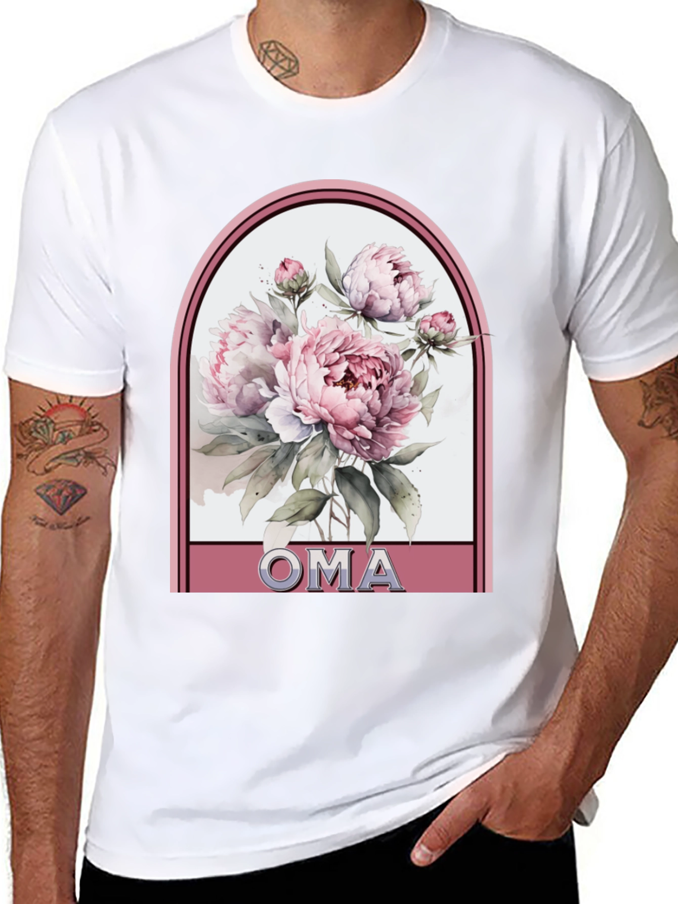 Floral Oma T-Shirt - Black