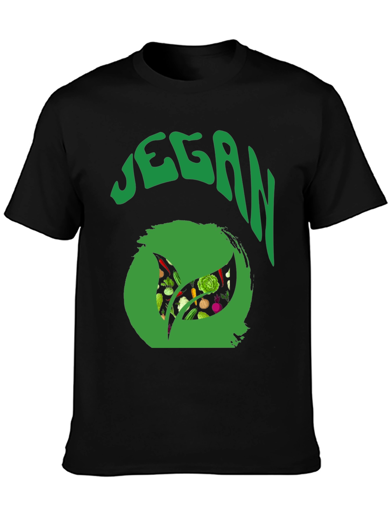 Vegan T-Shirt - Green Leaf Design
