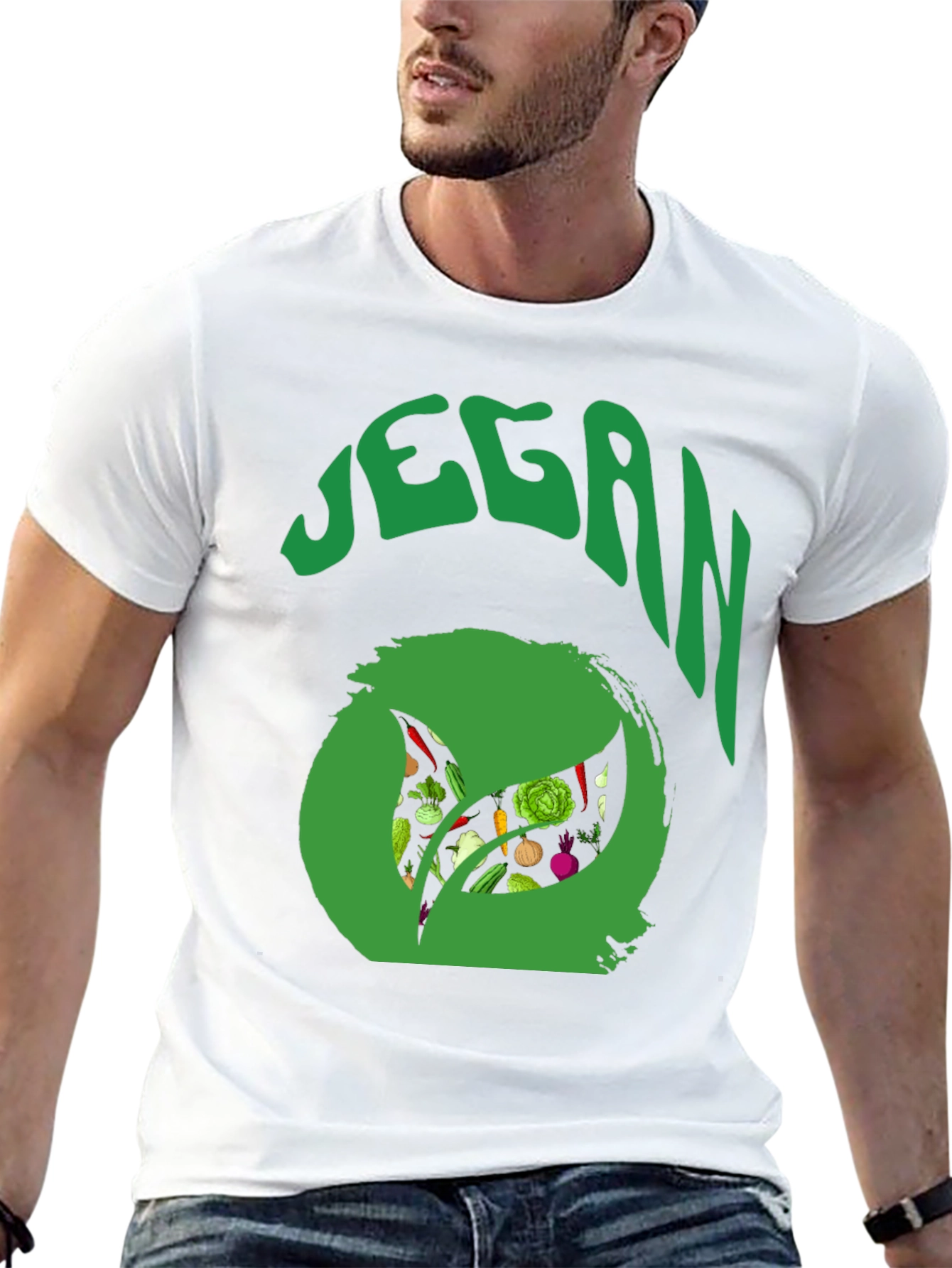 Vegan T-Shirt - Green Leaf Design