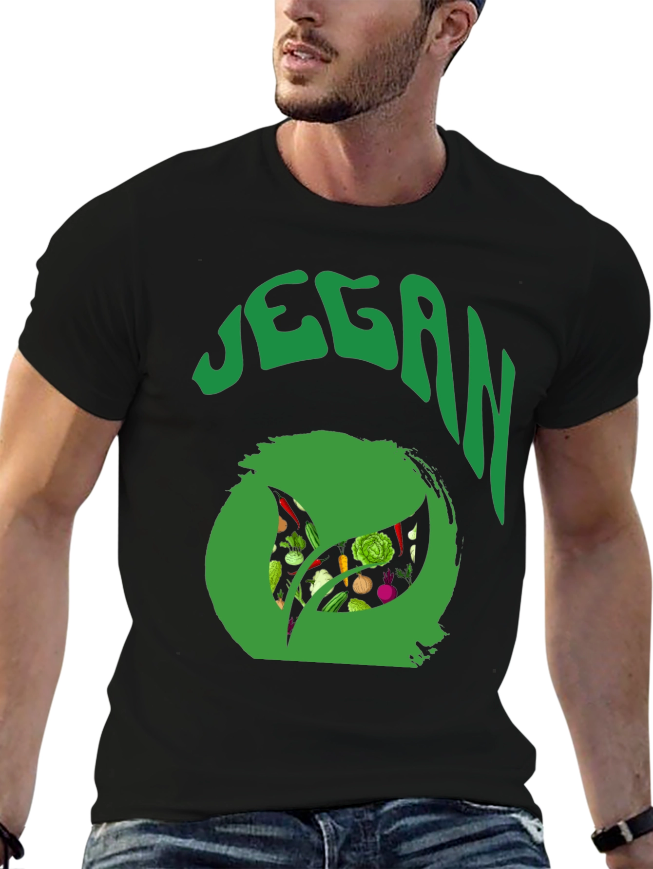 Vegan T-Shirt - Green Leaf Design