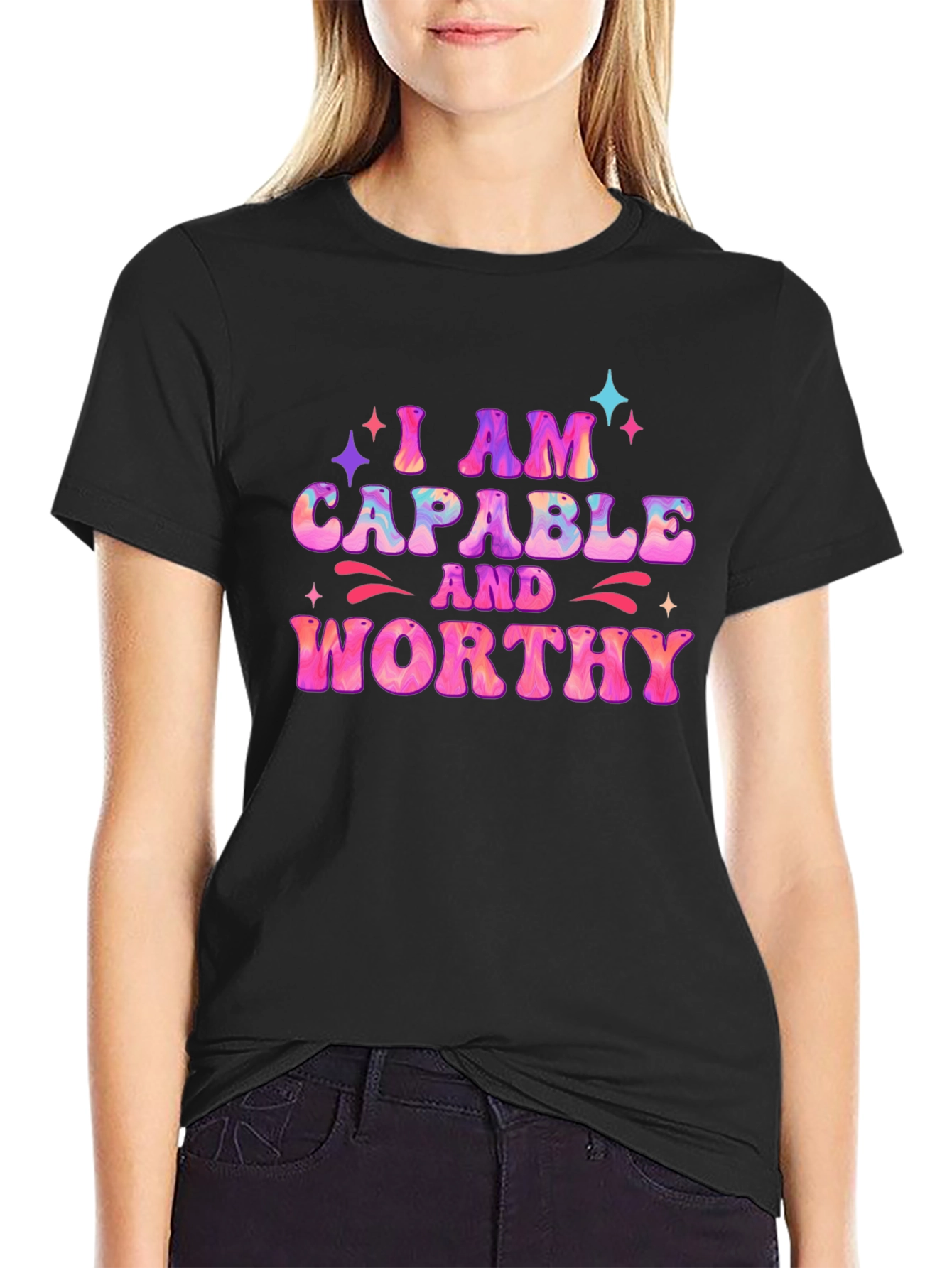 I AM Capable and Worthy Black T-Shirt