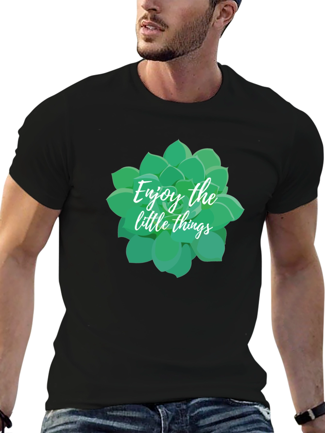 Enjoy The Little Things Succulent Tee - Black