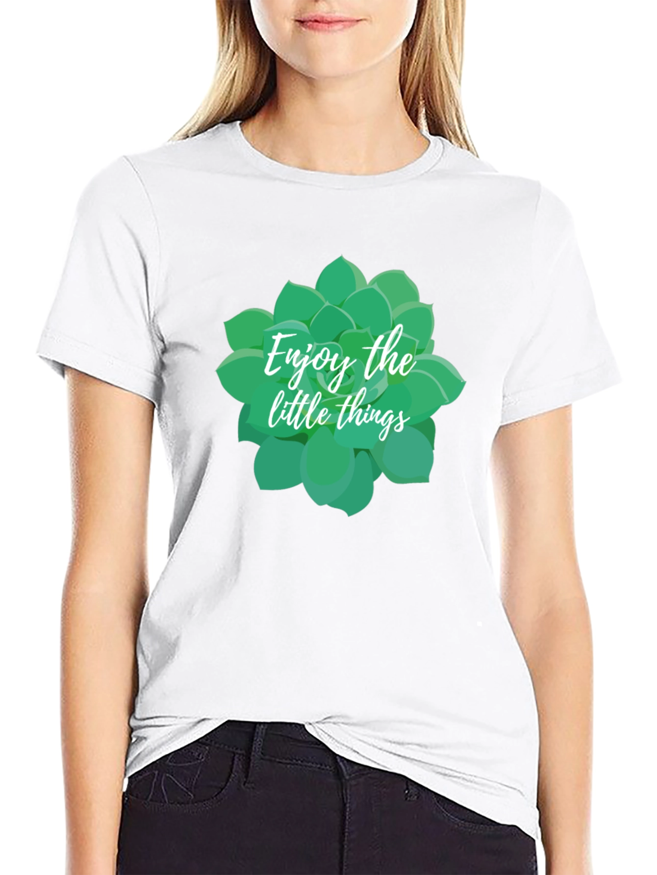 Enjoy The Little Things Succulent Tee - Black