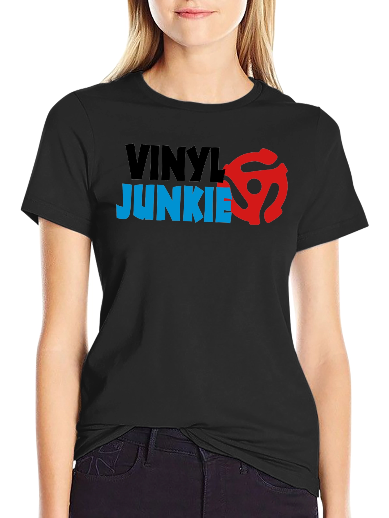 Vinyl Junkie Graphic T-Shirt - Retro Music Lover Tee