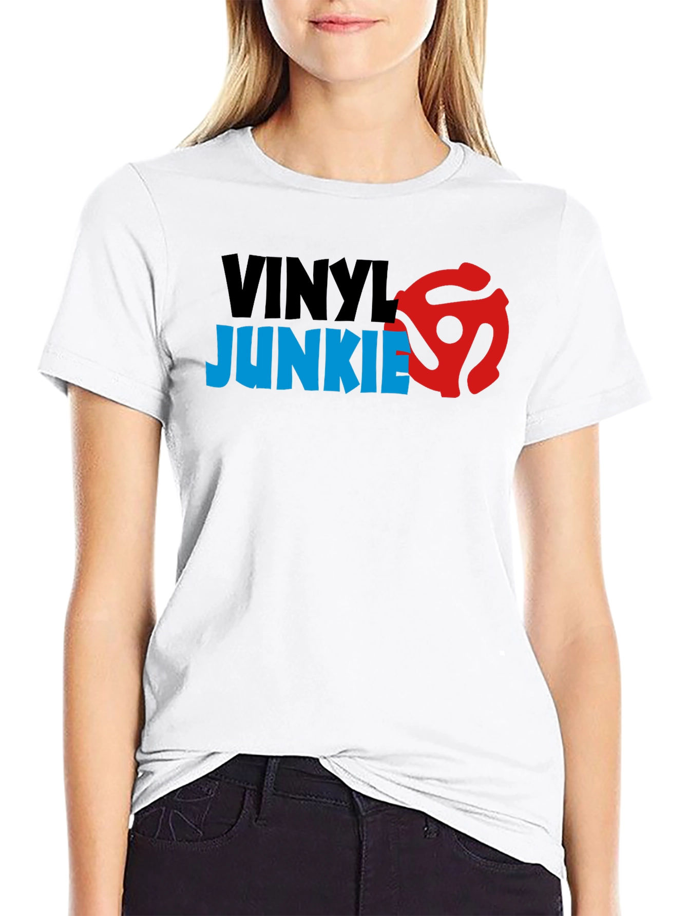 Vinyl Junkie Graphic T-Shirt - Retro Music Lover Tee