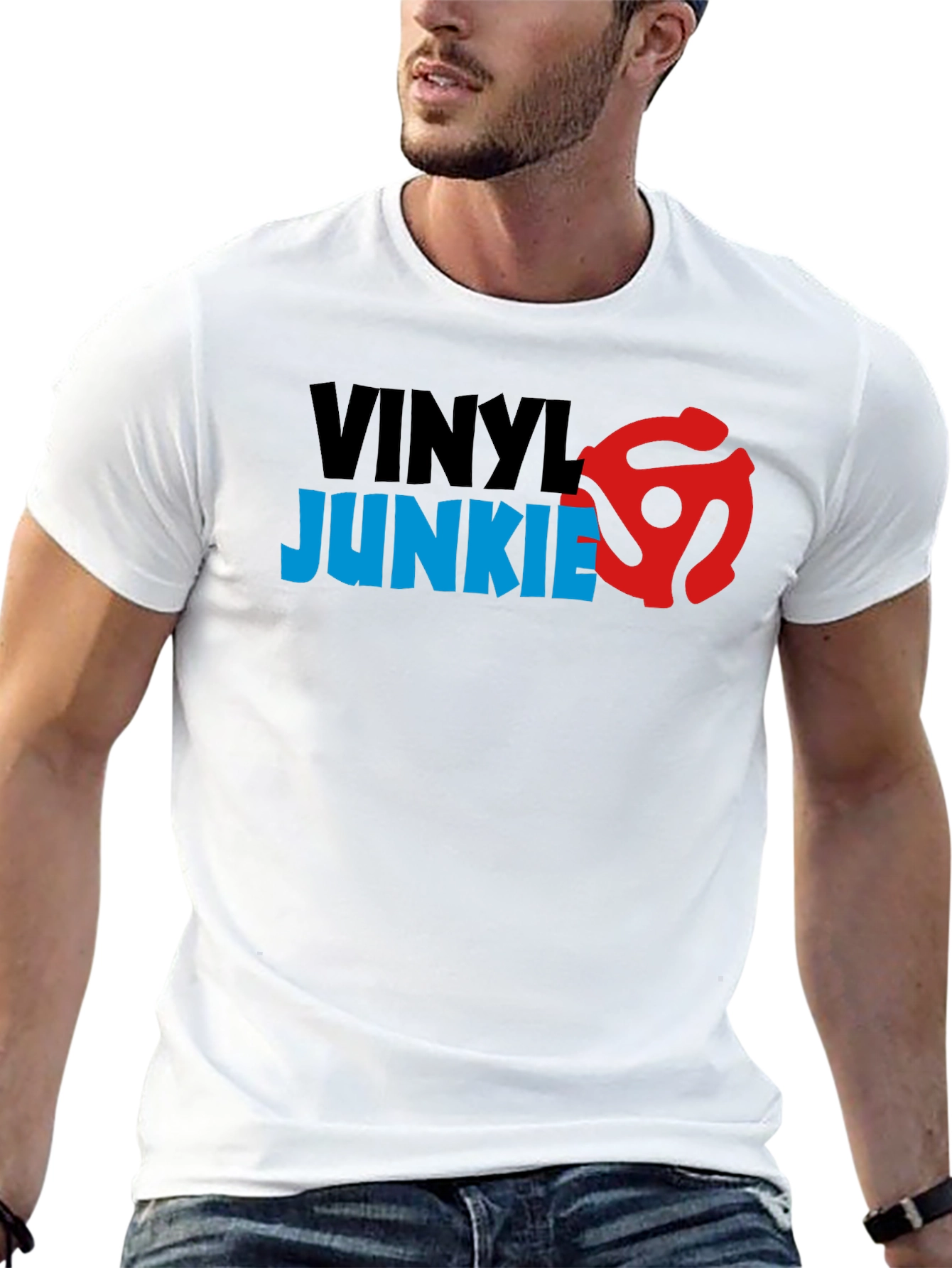 Vinyl Junkie Graphic T-Shirt - Retro Music Lover Tee