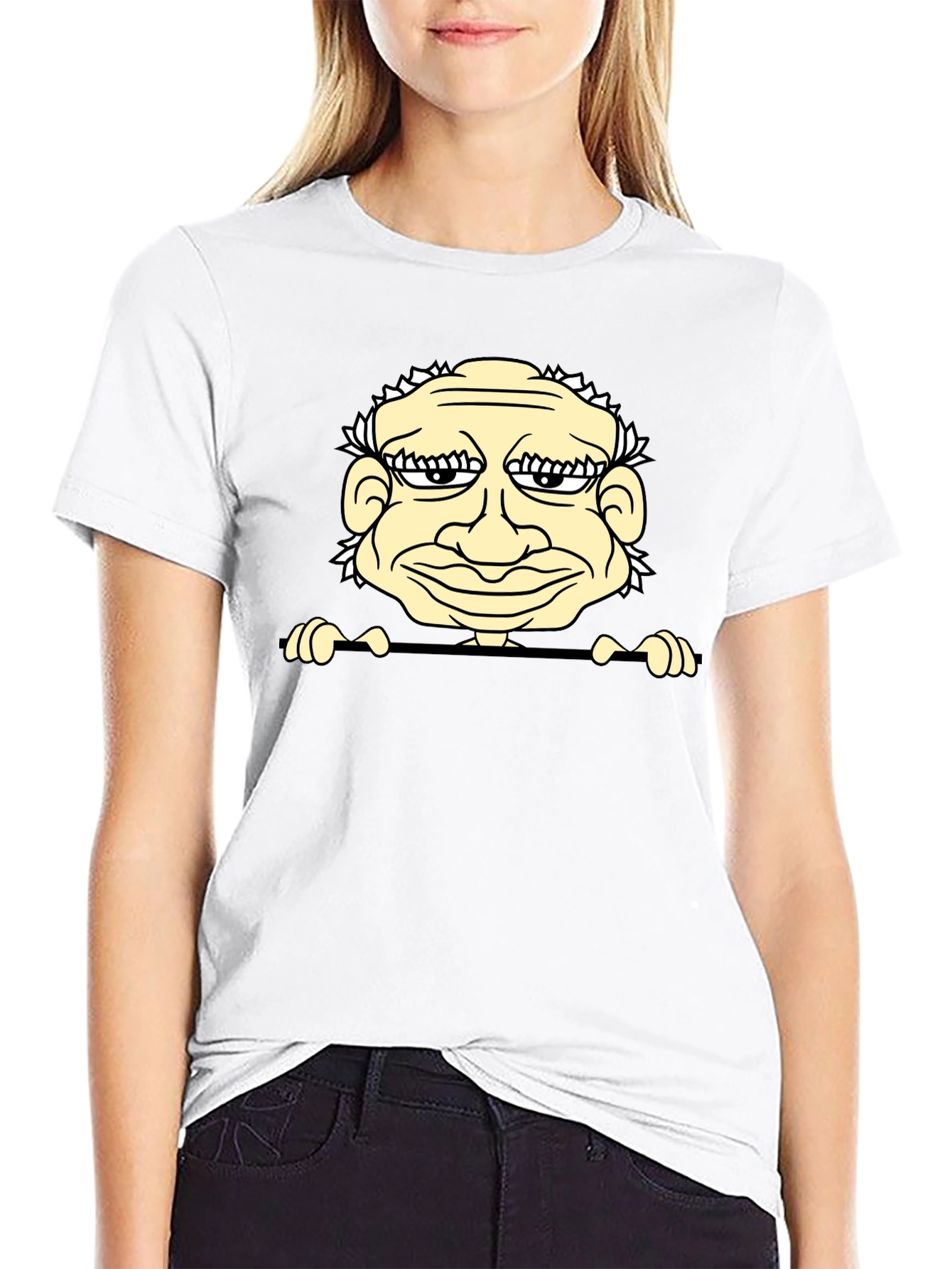 Funny Grandpa Cartoon Graphic Tee - Black