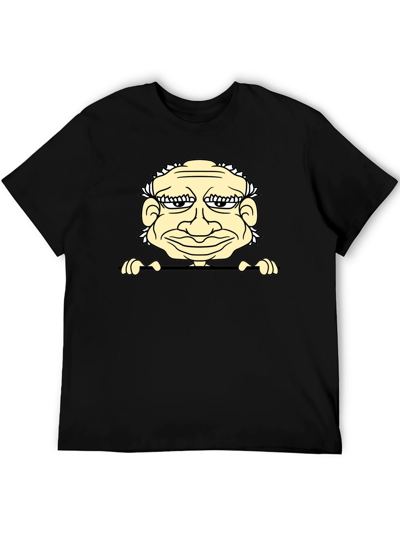 Funny Grandpa Cartoon Graphic Tee - Black
