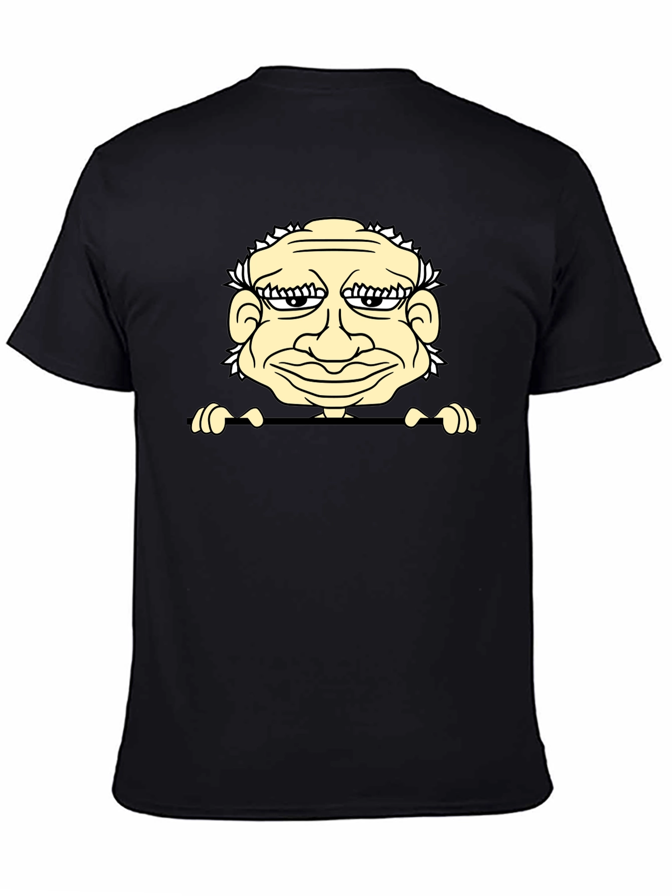 Funny Grandpa Cartoon Graphic Tee - Black
