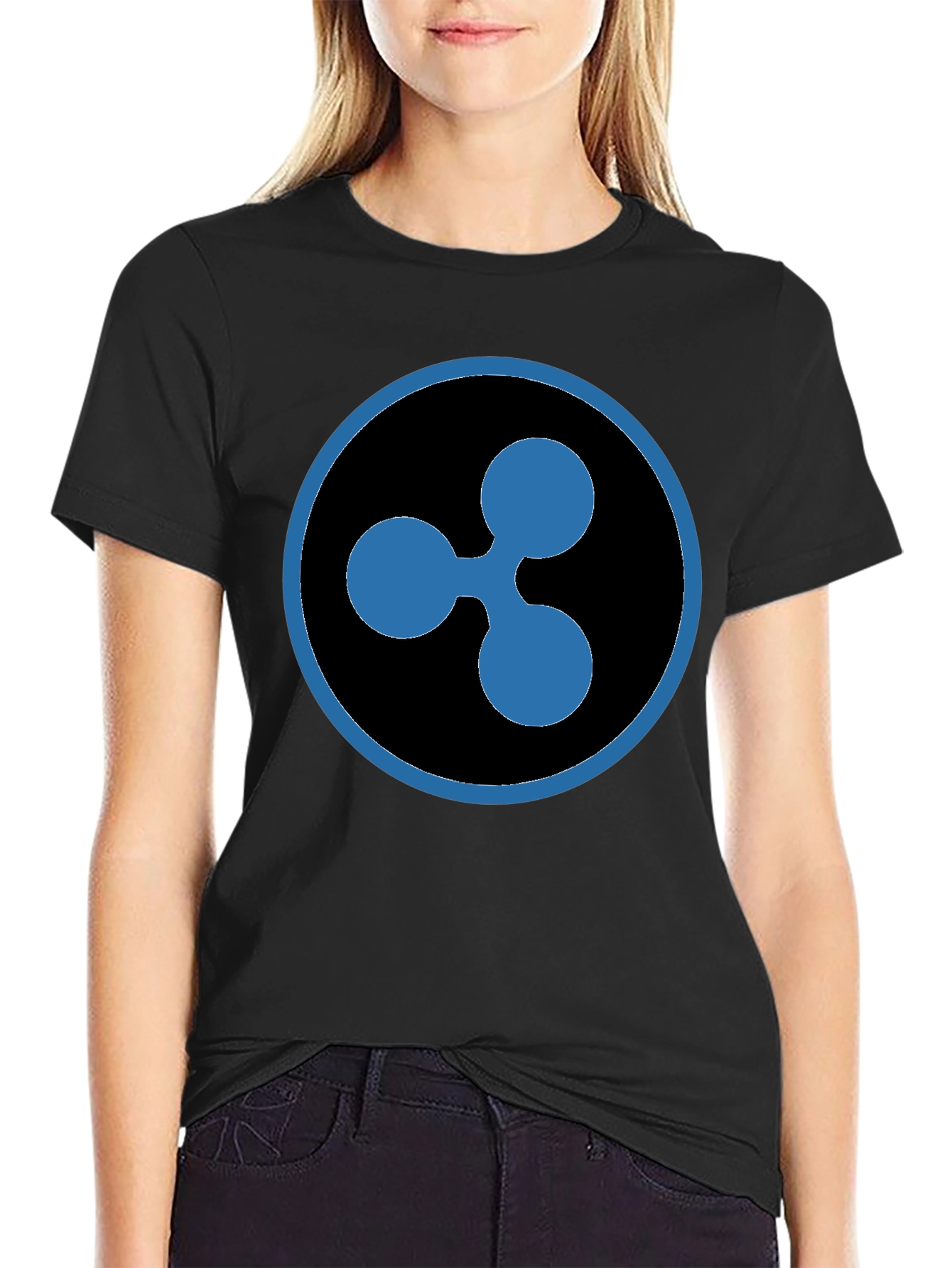 Ripple XRP Crypto T-Shirt - Black Cotton Crew Neck