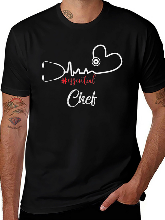Essential Chef T-Shirt - Heartbeat Stethoscope Design