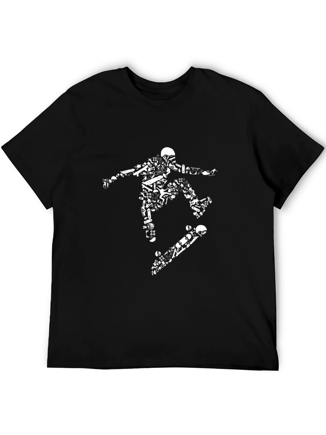 Skateboarding Graphic Tee - Black Cotton Blend