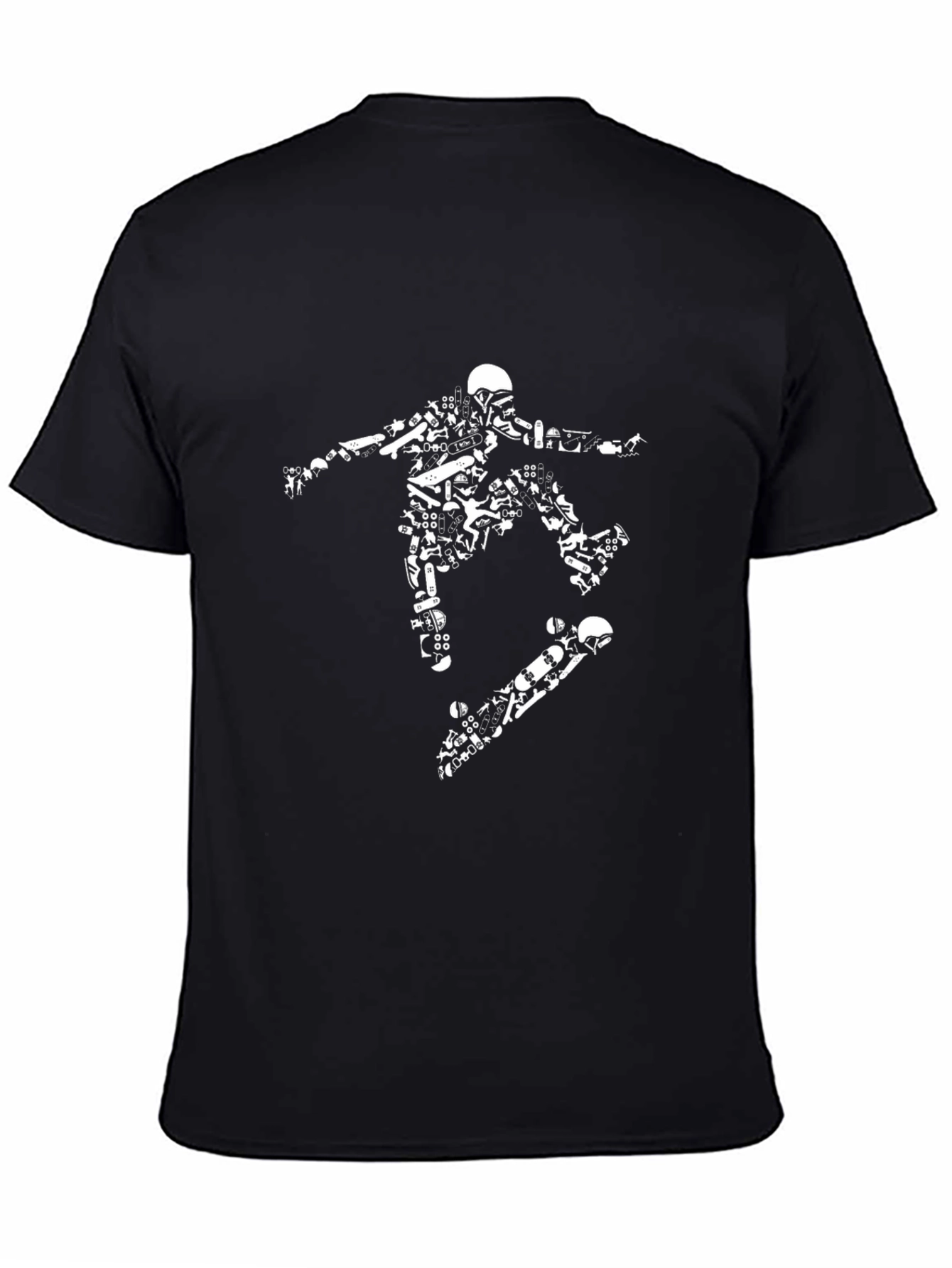 Skateboarding Graphic Tee - Black Cotton Blend