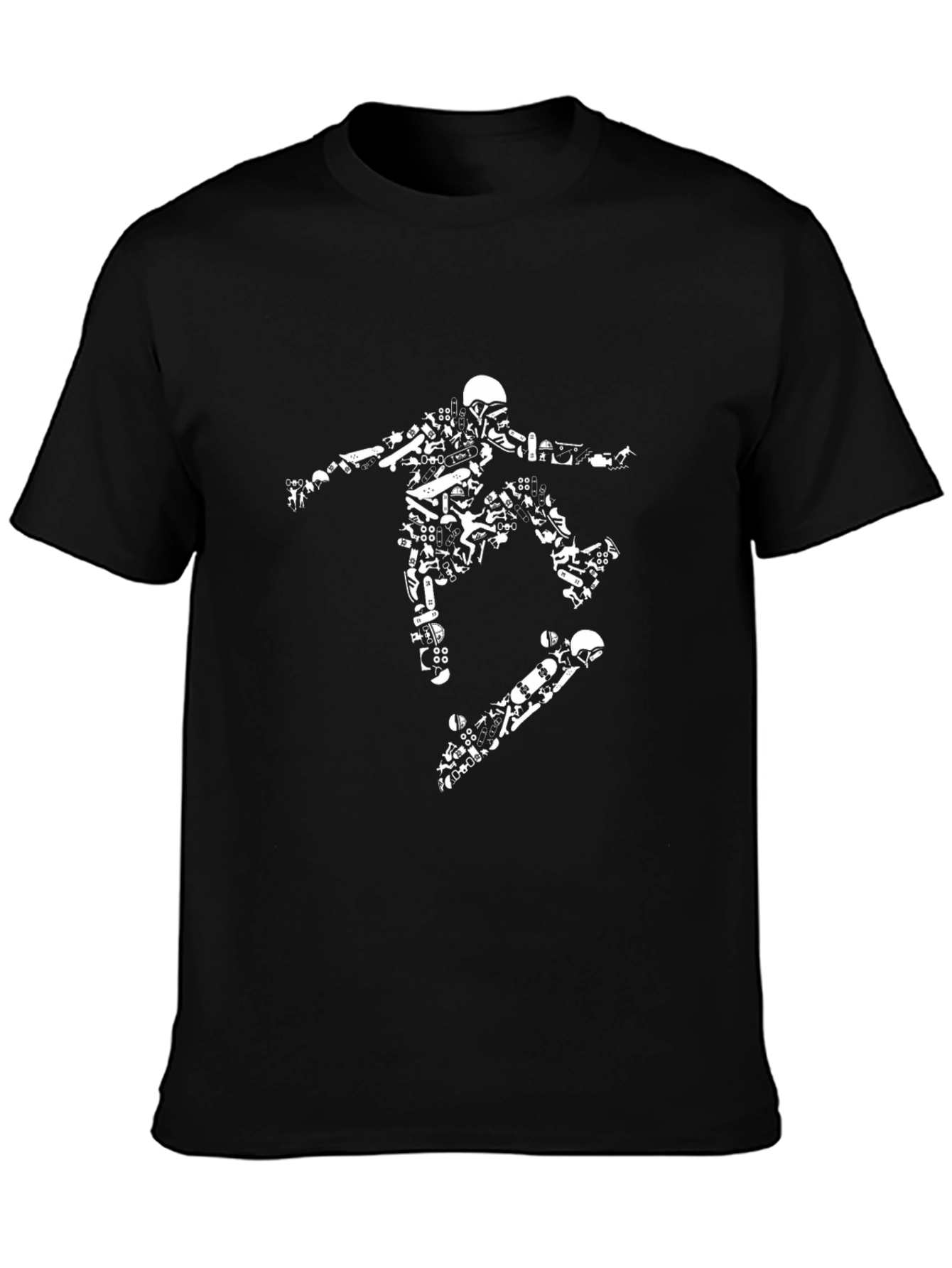 Skateboarding Graphic Tee - Black Cotton Blend